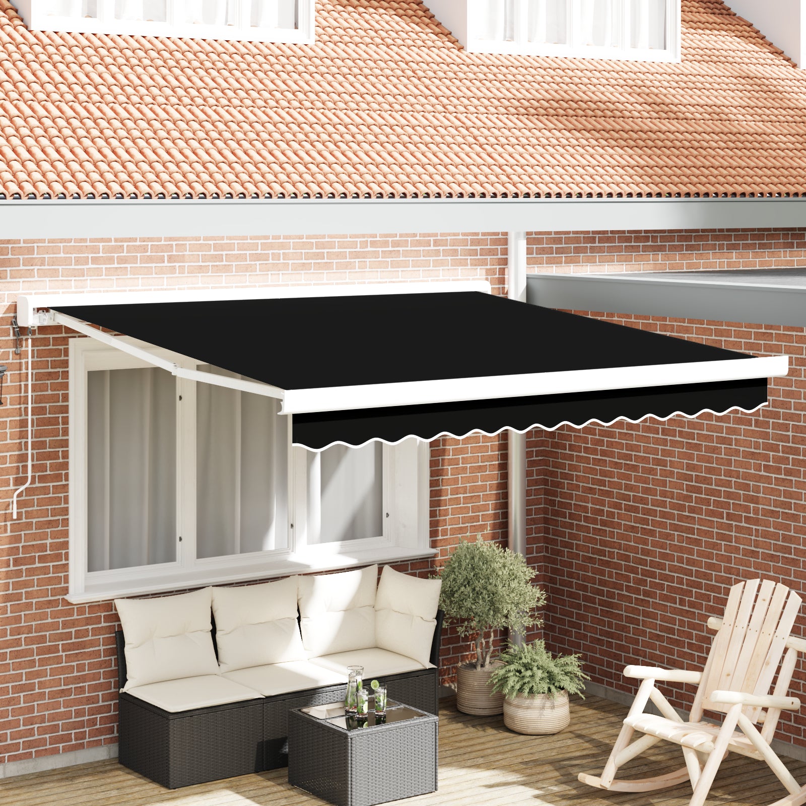 Automatisk Uttrekkbar Markise Svart 350x250 cm, vidaXL Markise Byttestoff for 3.5x2.5 m Ramme Svart