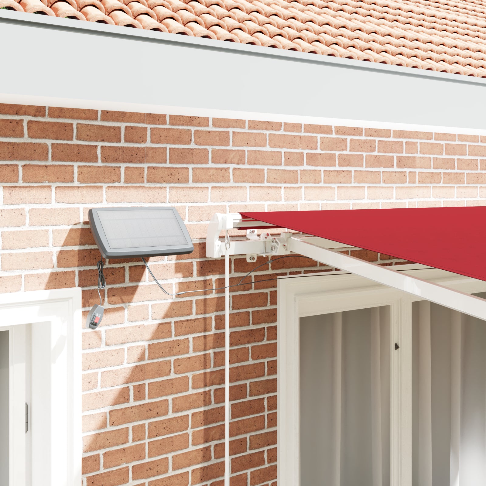 Manuell Uttrekkbar Markise med LED Rød 300x250 cm, vidaXL Markiseduk for 3x2.5 m ramme Rød