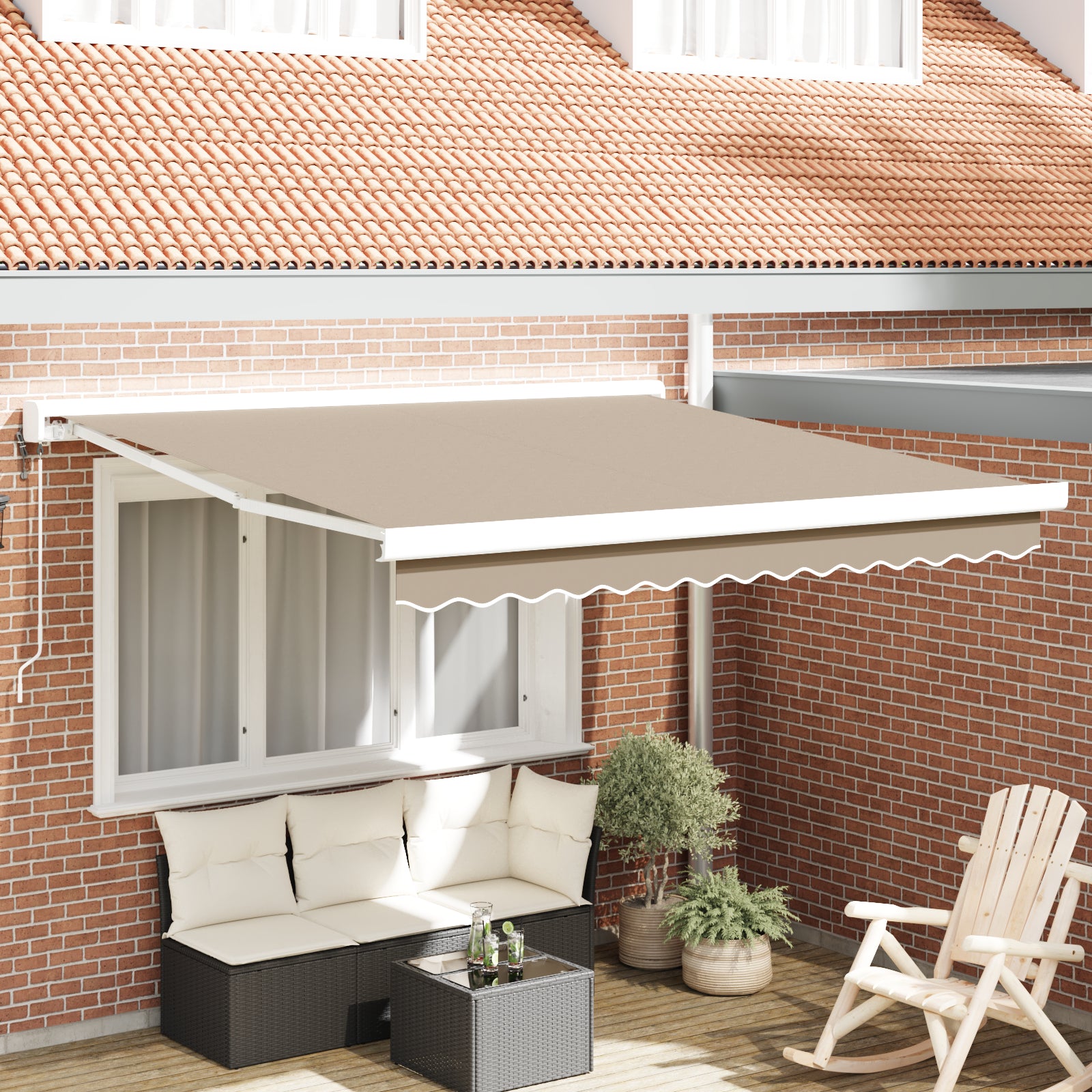 Automatisk Uttrekkbar Markise Beige 350x250 cm, vidaXL Markise Erstatningsstoff for 3,5x2,5 m Ramme Beige
