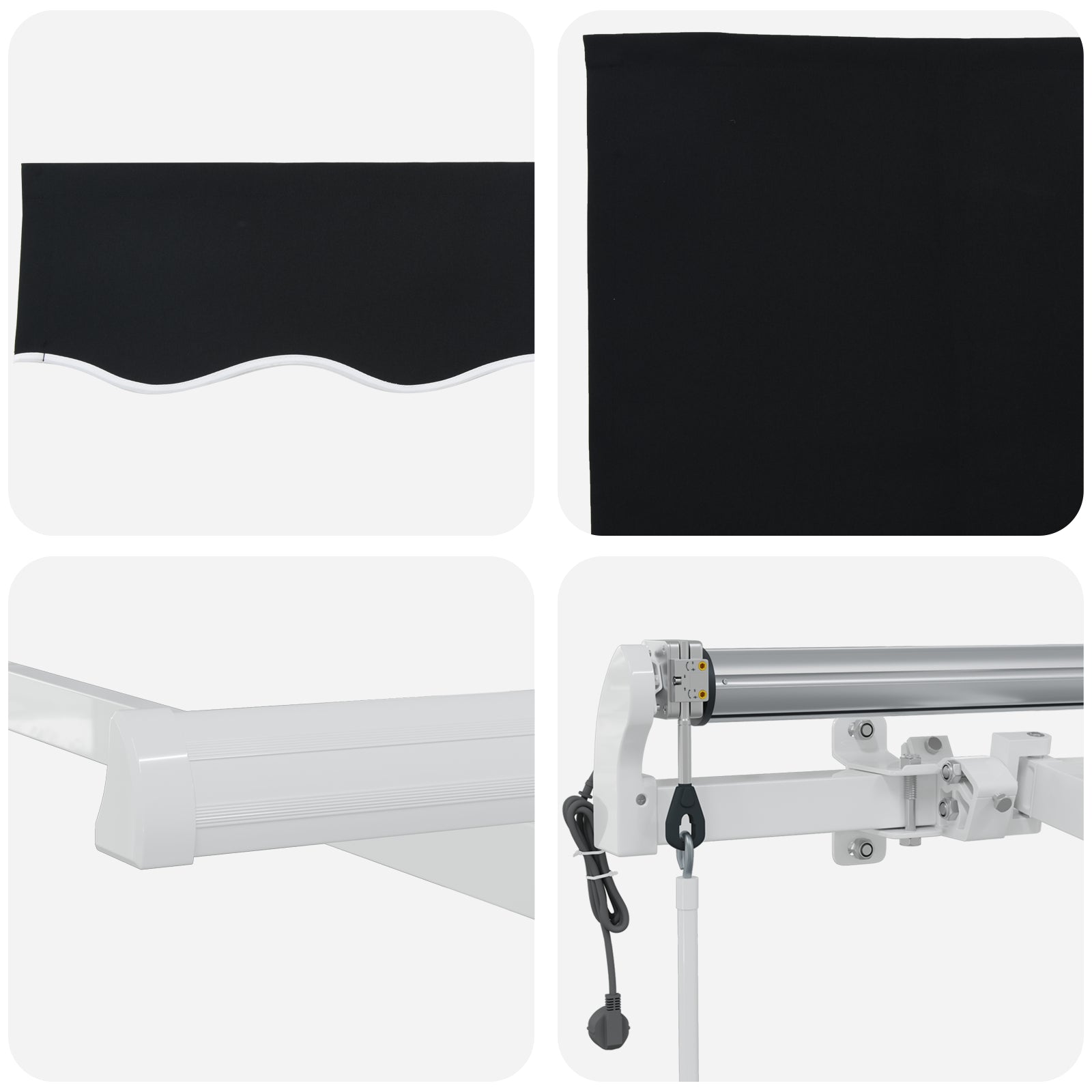 Automatisk Uttrekkbar Markise Svart 400x350 cm, vidaXL Markise Erstatningsstoff for 4x3.5 m Ramme Svart