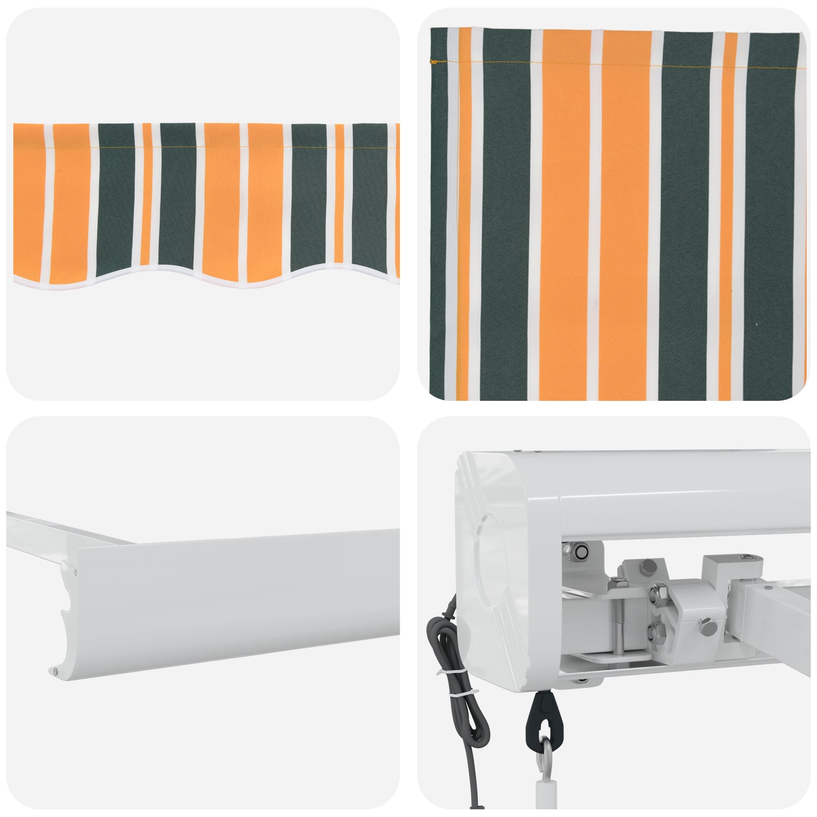 Automatisk uttrekkbar markise grønn og gul 350x250 cm, vidaXL markise erstatningsstoff for 3,5x2,5 m ramme grønn og gul