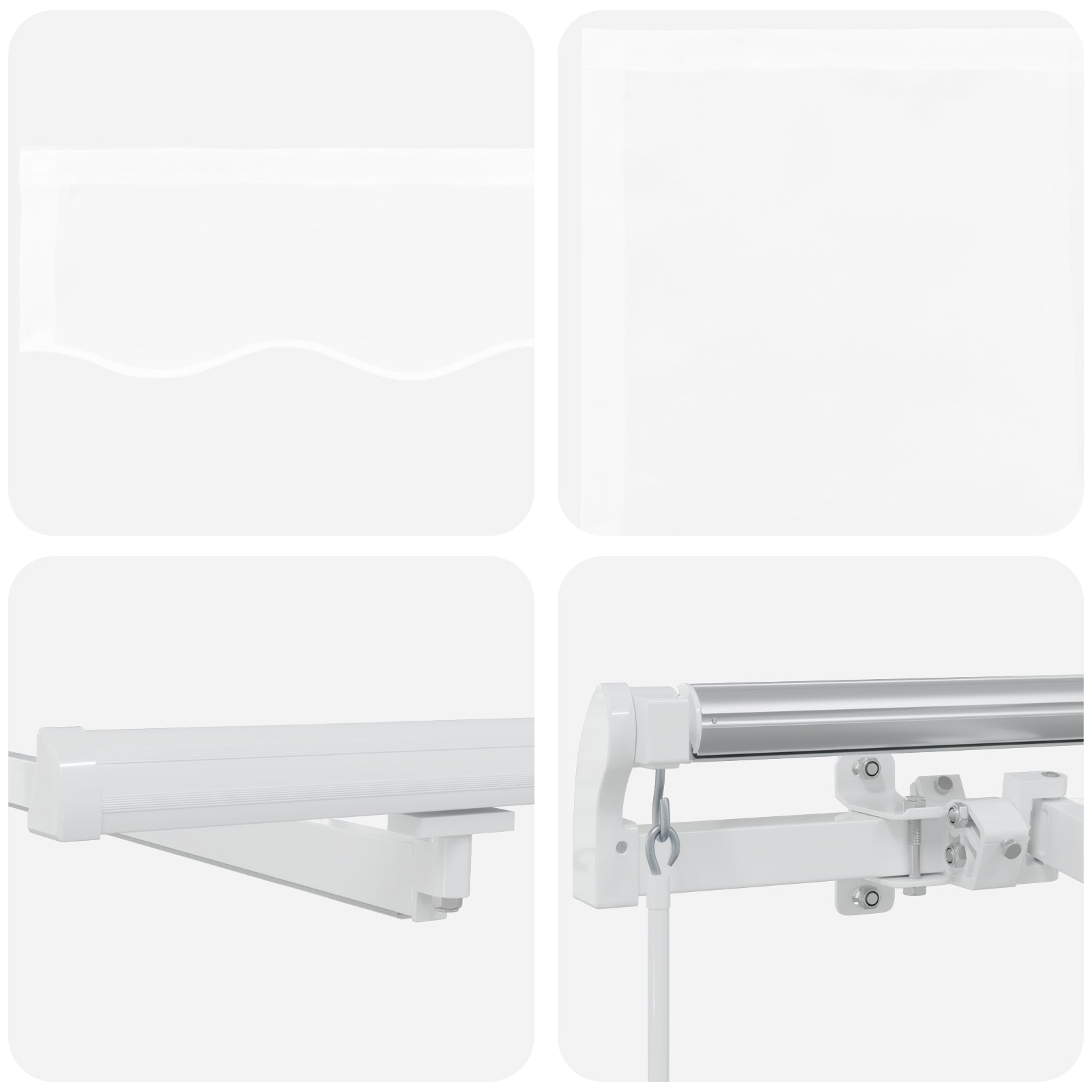 Manuell Uttrekkbar Markise med LED Hvit 400x300 cm, vidaXL Markise Erstatningsstoff for 4x3 m Ramme Hvit