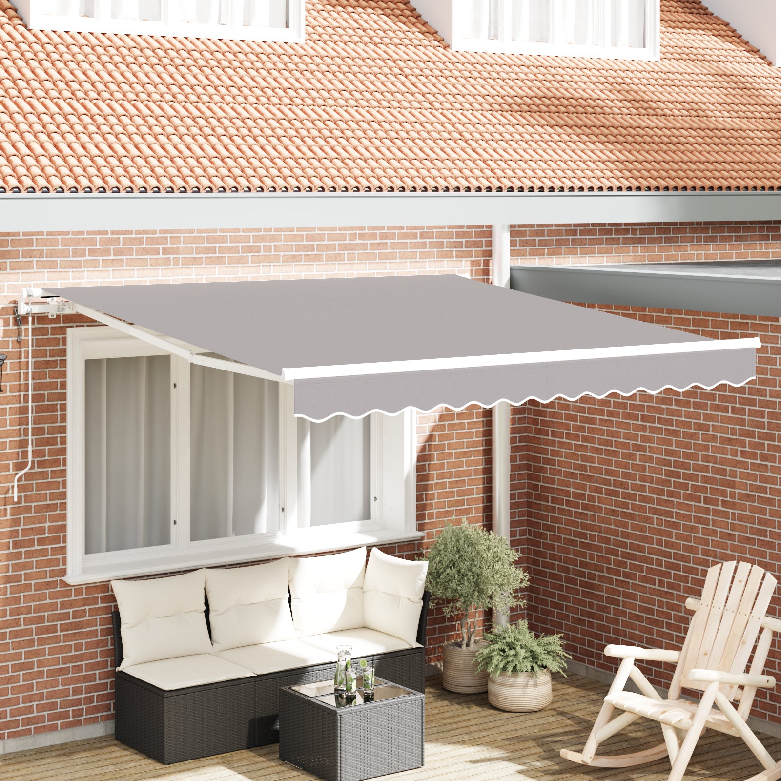 Automatisk Uttrekkbar Markise Lysegrå 300x250 cm, vidaXL Markise Erstatningsstoff for 3x2.5 m Ramme Lysegrå