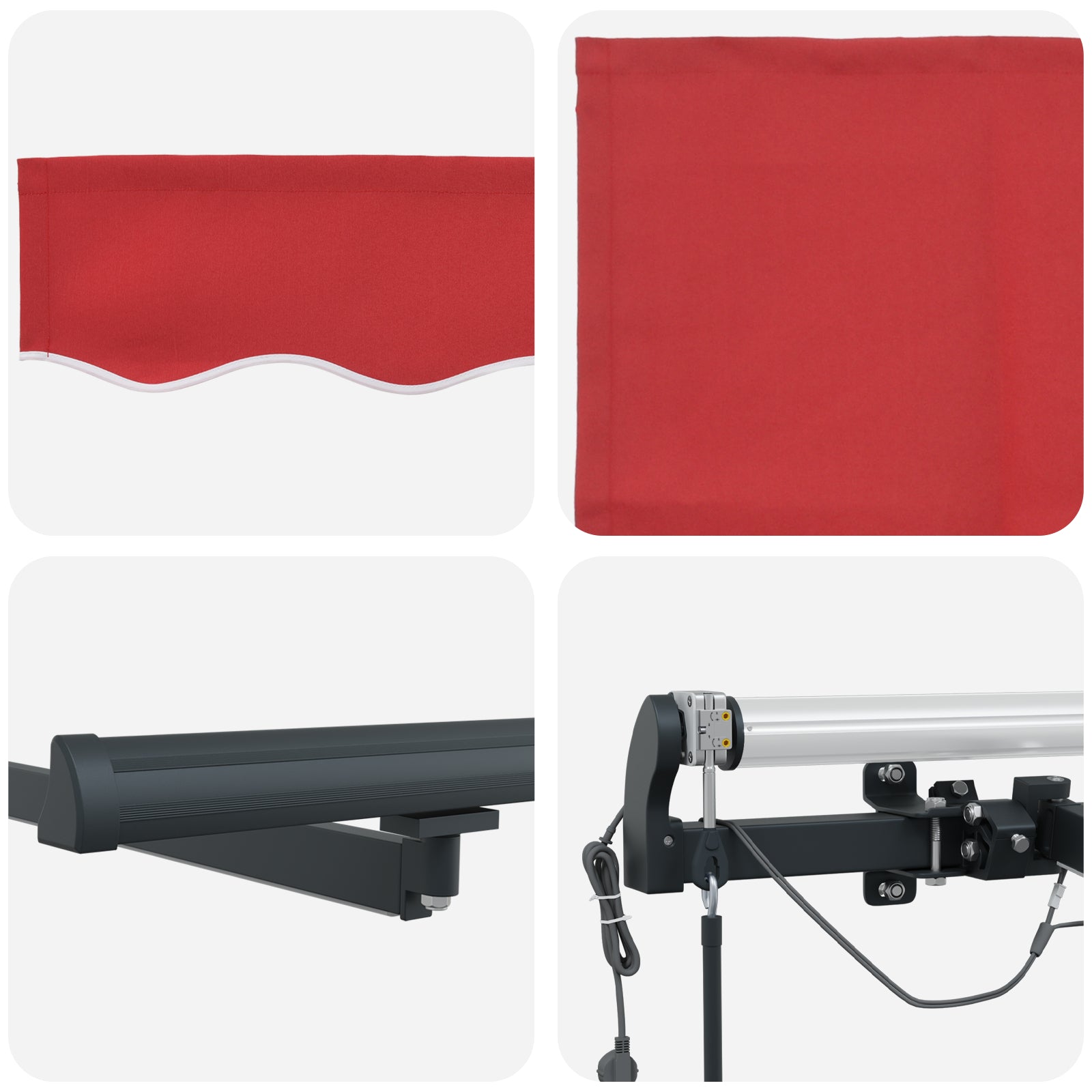 Automatisk Uttrekkbar Markise med LED Rød 400x350 cm, vidaXL Markiseduk for 4x3.5 m ramme Rød