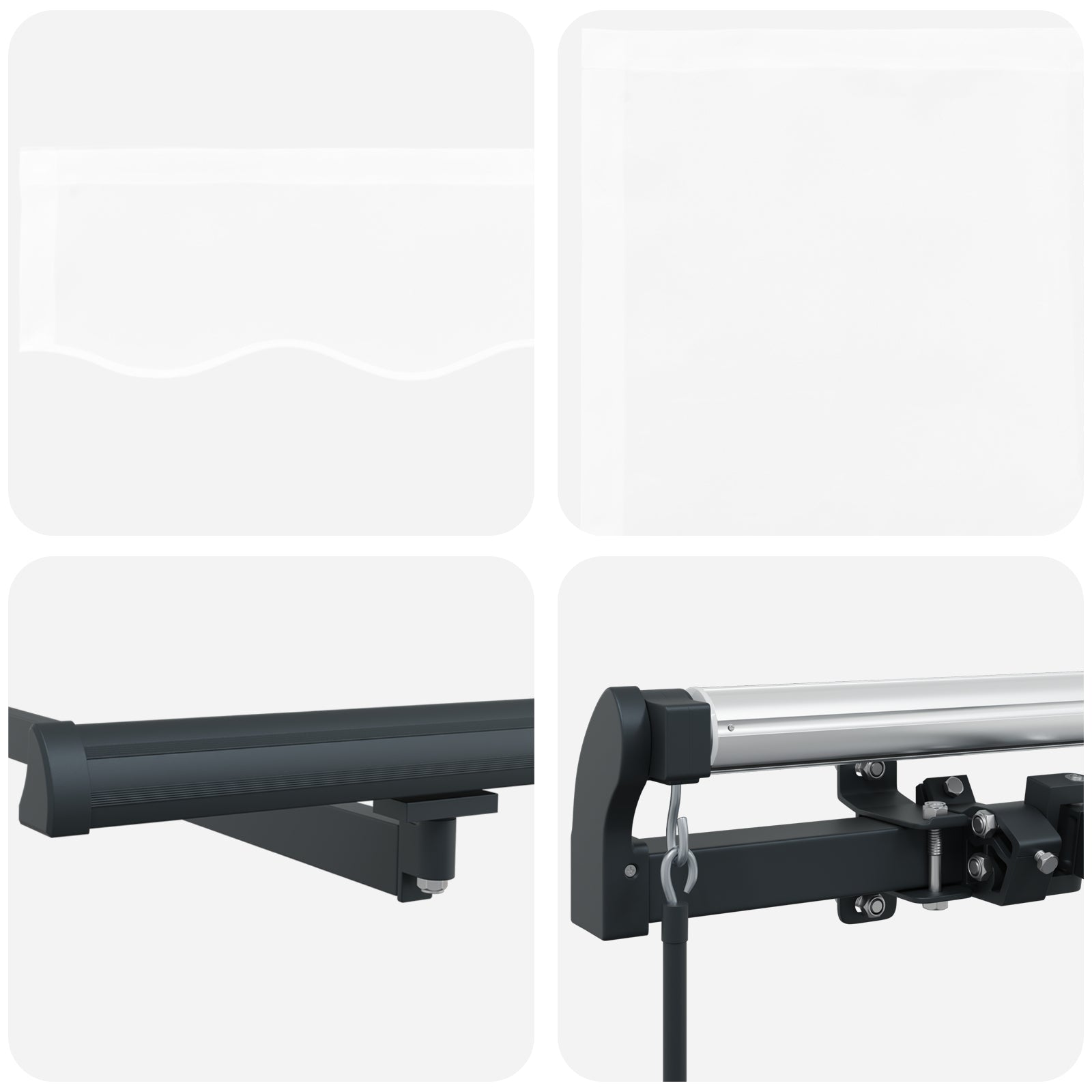 Manuell Uttrekkbar Markise Hvit 400x350 cm, vidaXL Markise Erstatningsstoff for 4x3.5 m Ramme Hvit