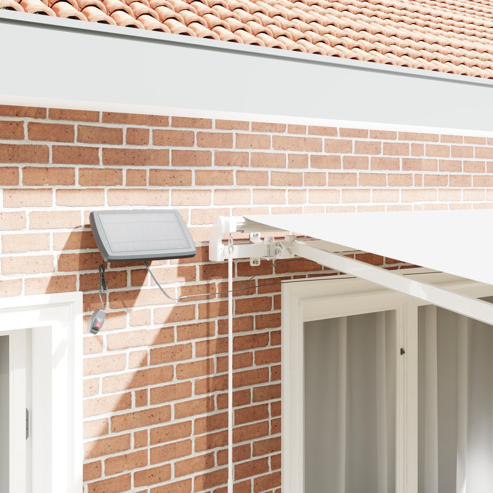 Manuell Uttrekkbar Markise med LED Hvit 300x250 cm, vidaXL Markise Erstatningsstoff for 3x2,5 m Ramme Hvit