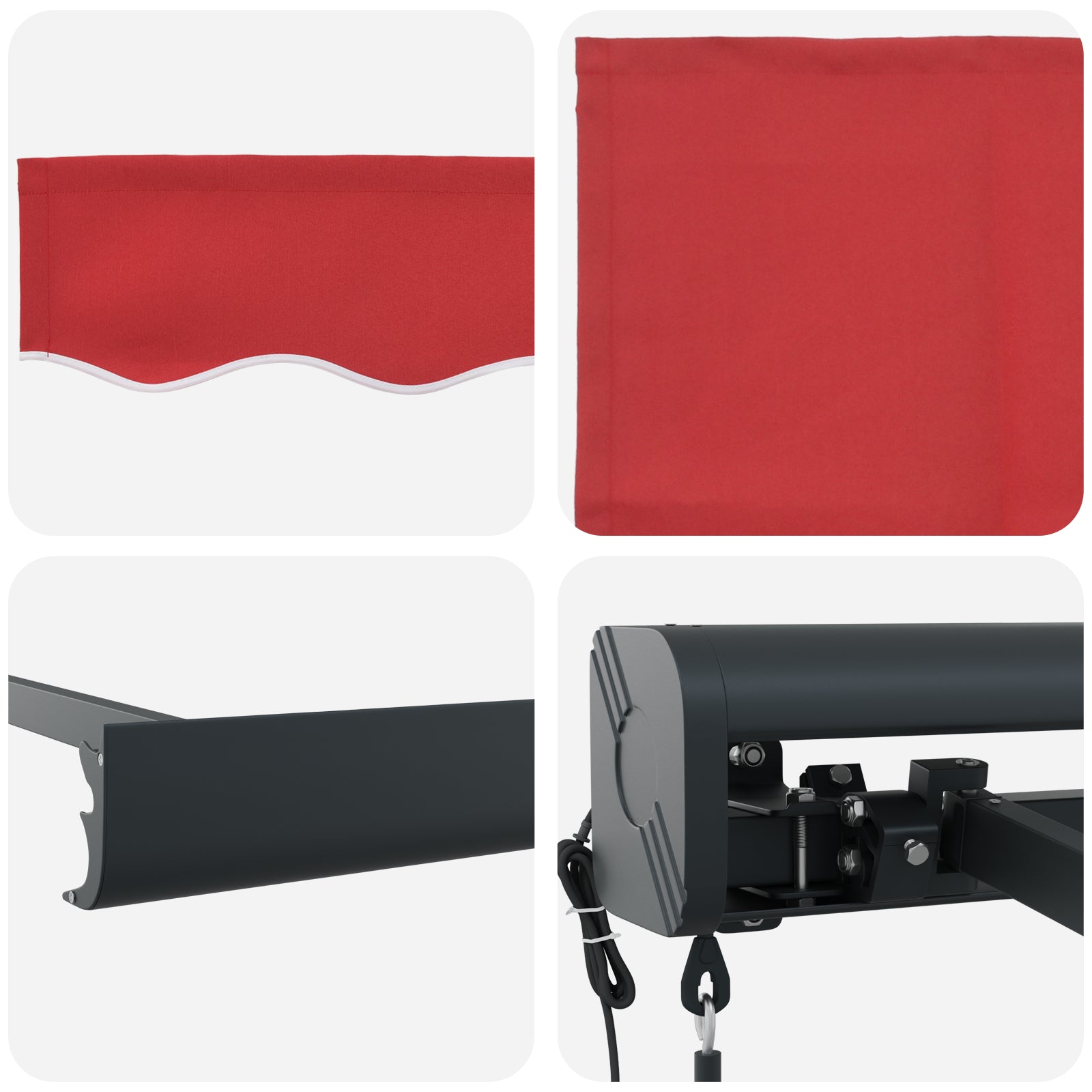 Automatisk Uttrekkbar Markise Rød 300x250 cm, vidaXL Markise Erstatningsstoff for 3x2,5 m Ramme Rød