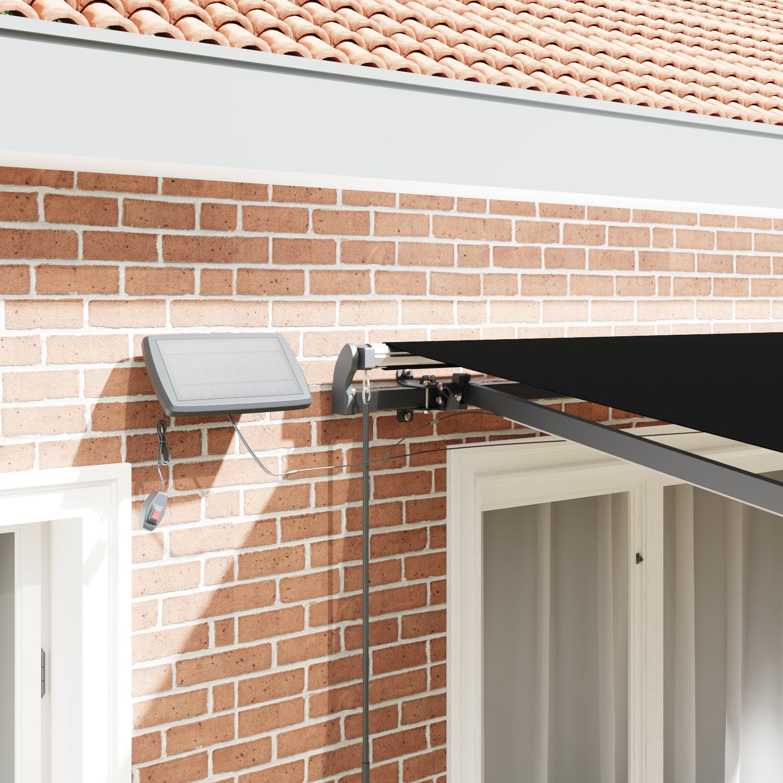 Manuell Uttrekkbar Markise med LED Svart 300x250 cm, vidaXL Markise Erstatningsstoff for 3x2.5 m Ramme Svart