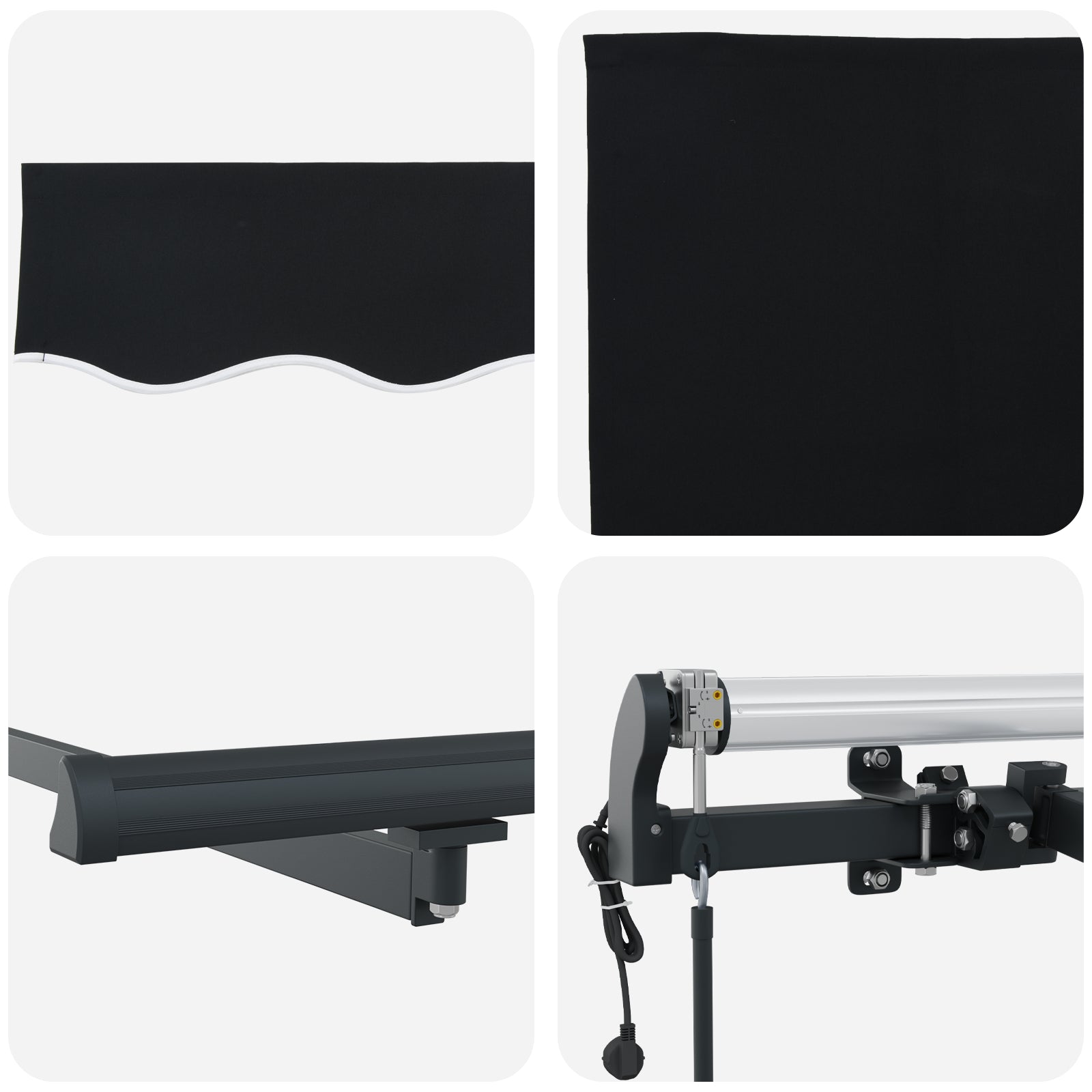 Automatisk Uttrekkbar Markise Svart 400x350 cm, vidaXL Markise Erstatningsstoff for 4x3,5 m Ramme Svart