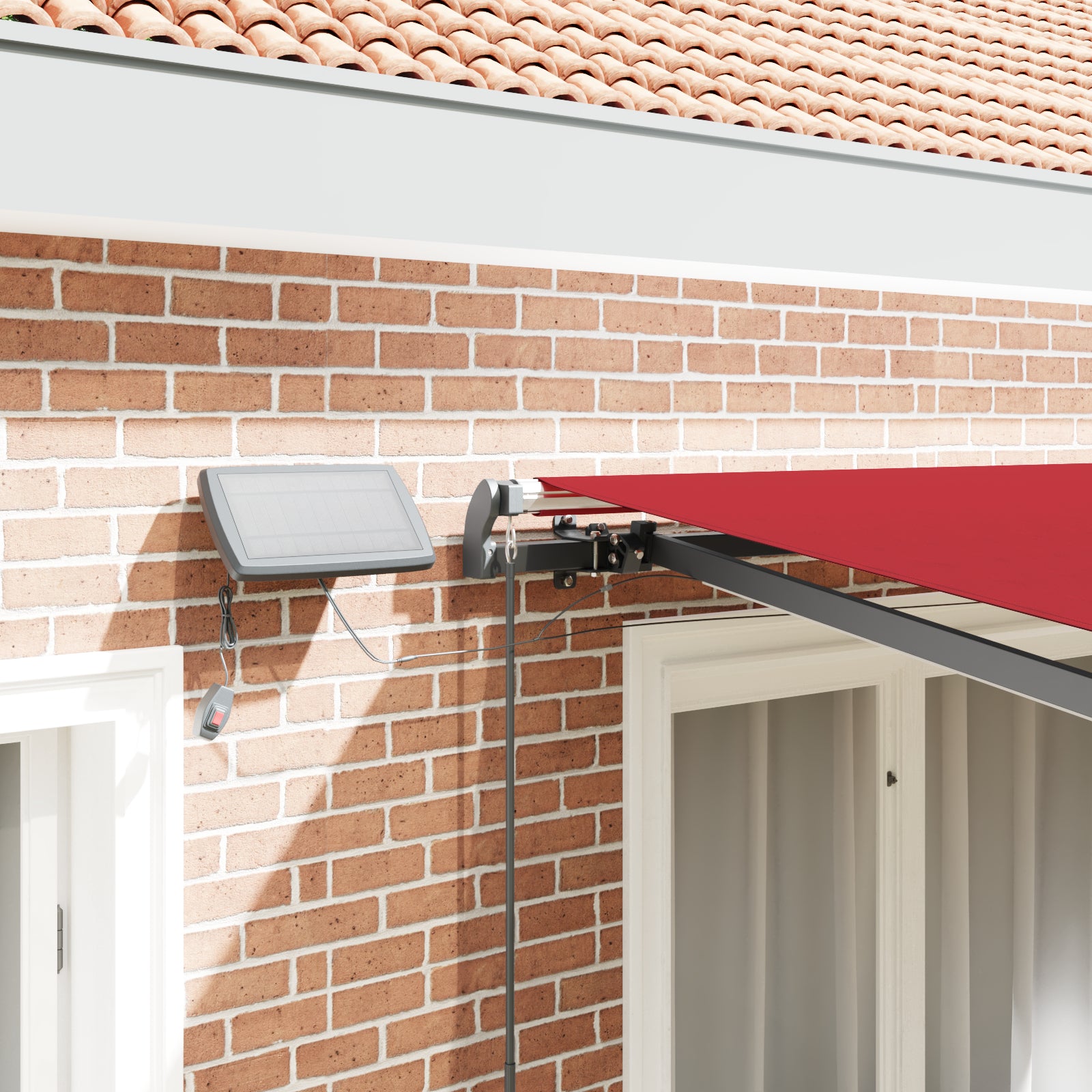 Manuell Uttrekkbar Markise med LED Rød 350x250 cm, vidaXL Markise Erstatningsstoff for 3.5x2.5 m Ramme Rød