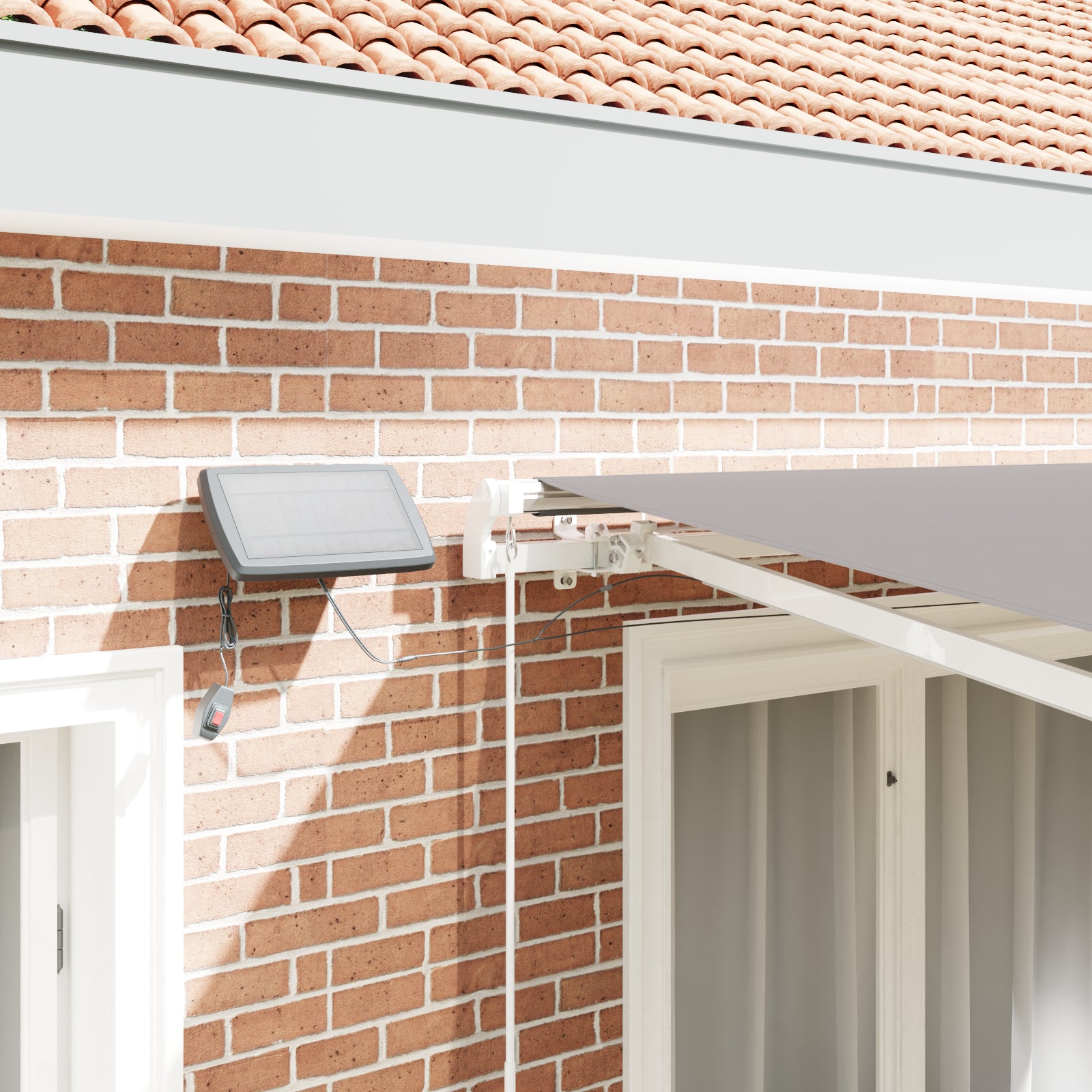 manuell uttrekkbar markise med LED lys lysegrå 300x250 cm, vidaXL markise erstatningsstoff for 3x2,5 m ramme lysegrå