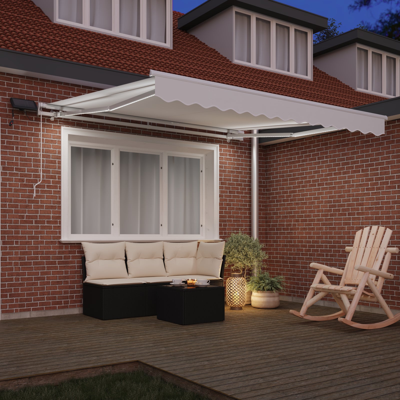 Manuell Uttrekkbar Markise med LED Hvit 300x250 cm, vidaXL Markise Erstatningsstoff for 3x2,5 m Ramme Hvit