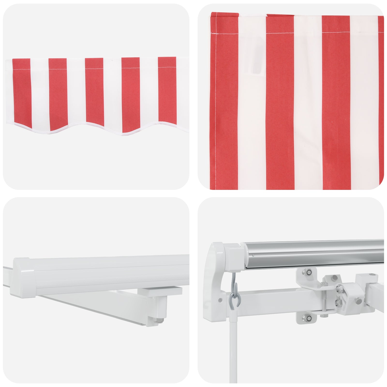 Manuell Uttrekkbar Markise med LED Rød og Hvit 300x250 cm