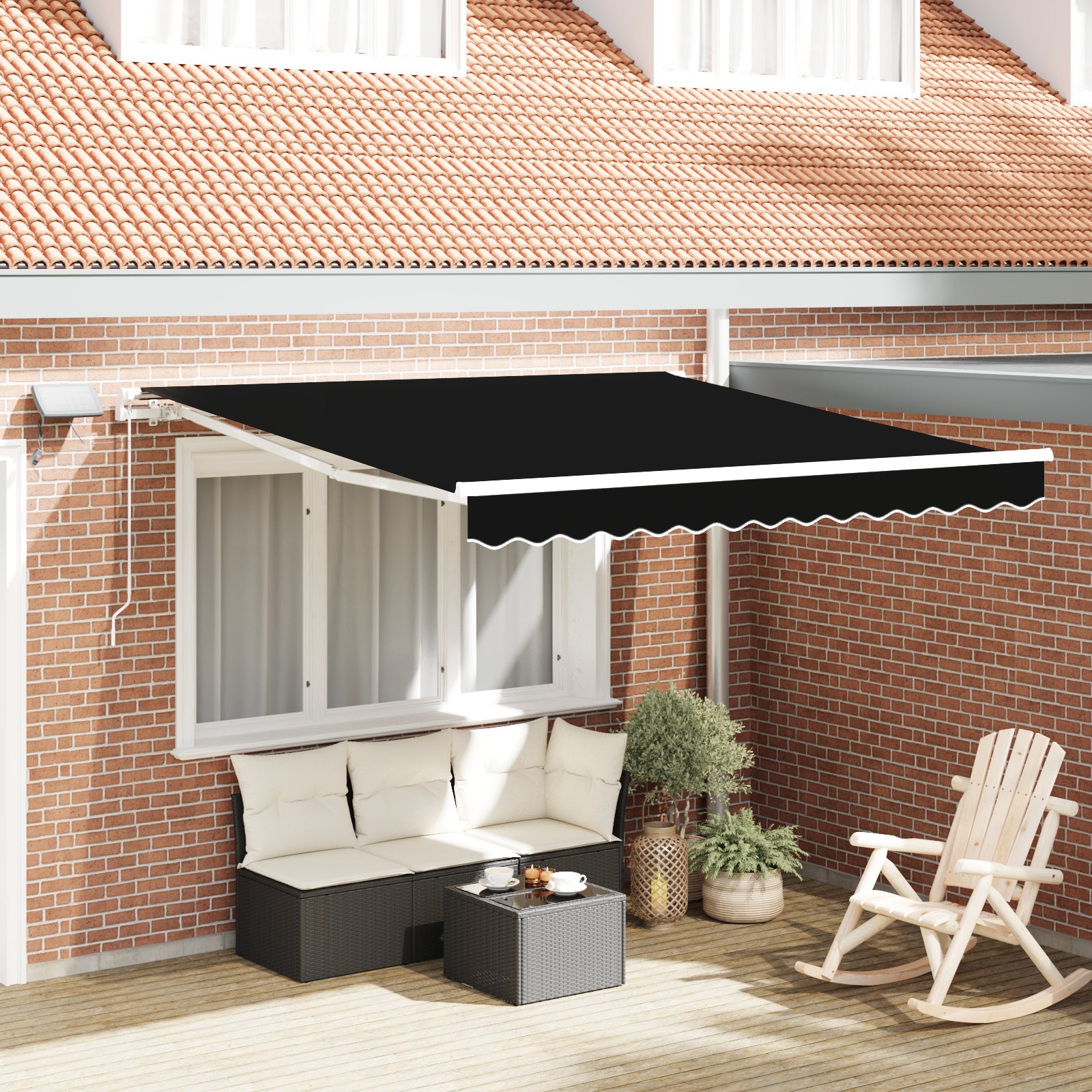 Manuell Uttrekkbar Markise med LED Svart 300x250 cm, vidaXL Markisefabric til 3x2.5 m ramme svart