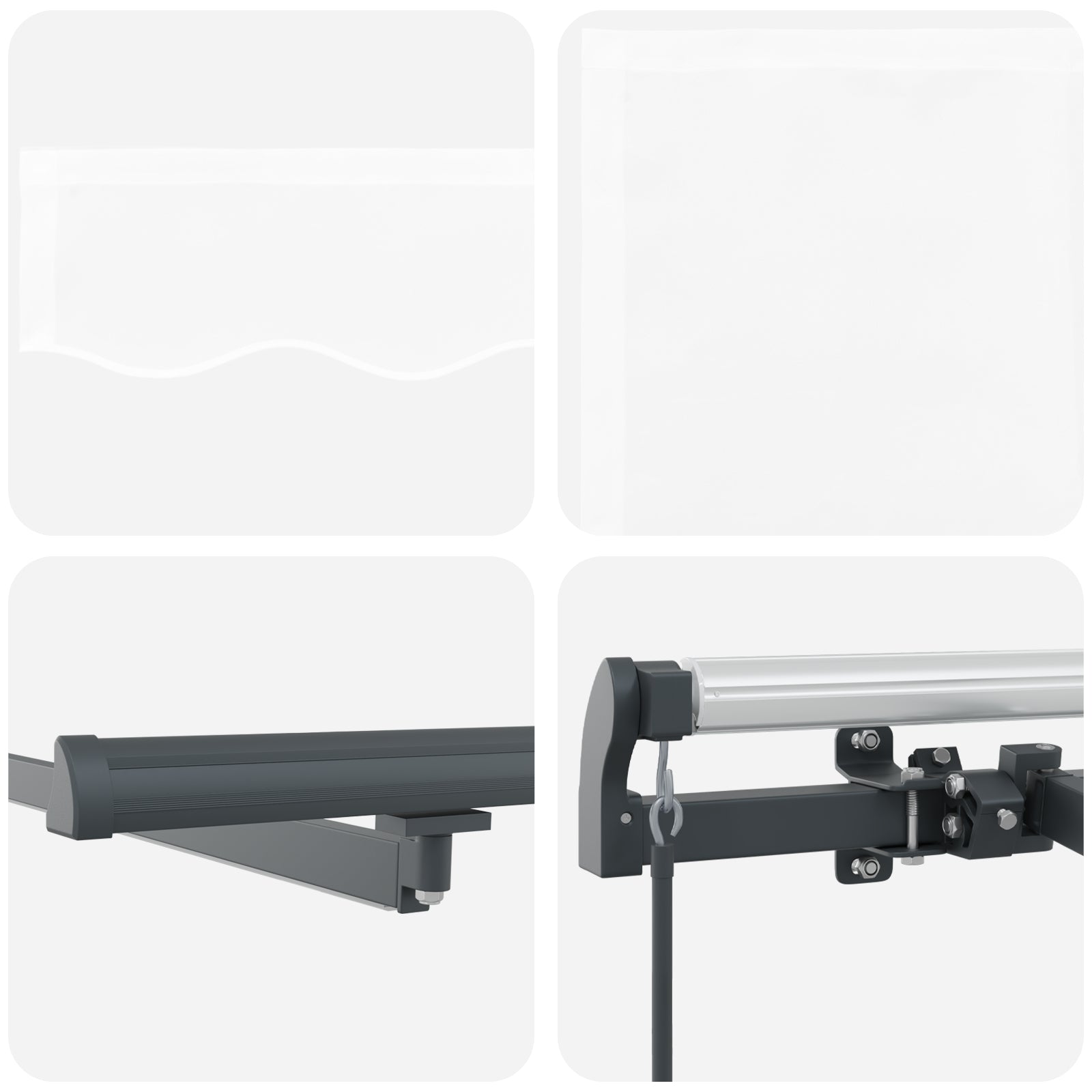 Manuell Uttrekkbar Markise med LED Hvit 450x300 cm, vidaXL Markise Erstatningsstoff for 4.5x3 m Ramme Hvit