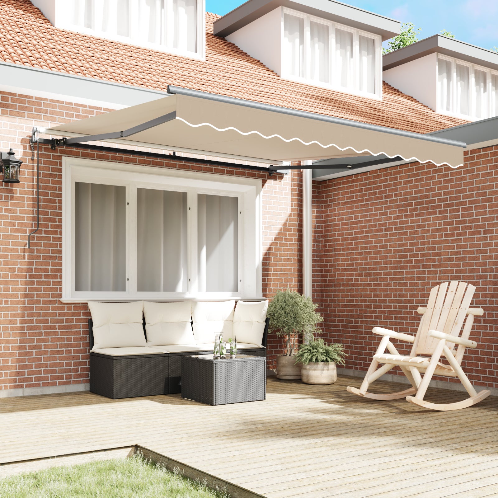 Automatisk Uttrekkbar Markise Beige 300x250 cm, vidaXL Markise Erstatningsstoff for 3x2.5 m Ramme Beige
