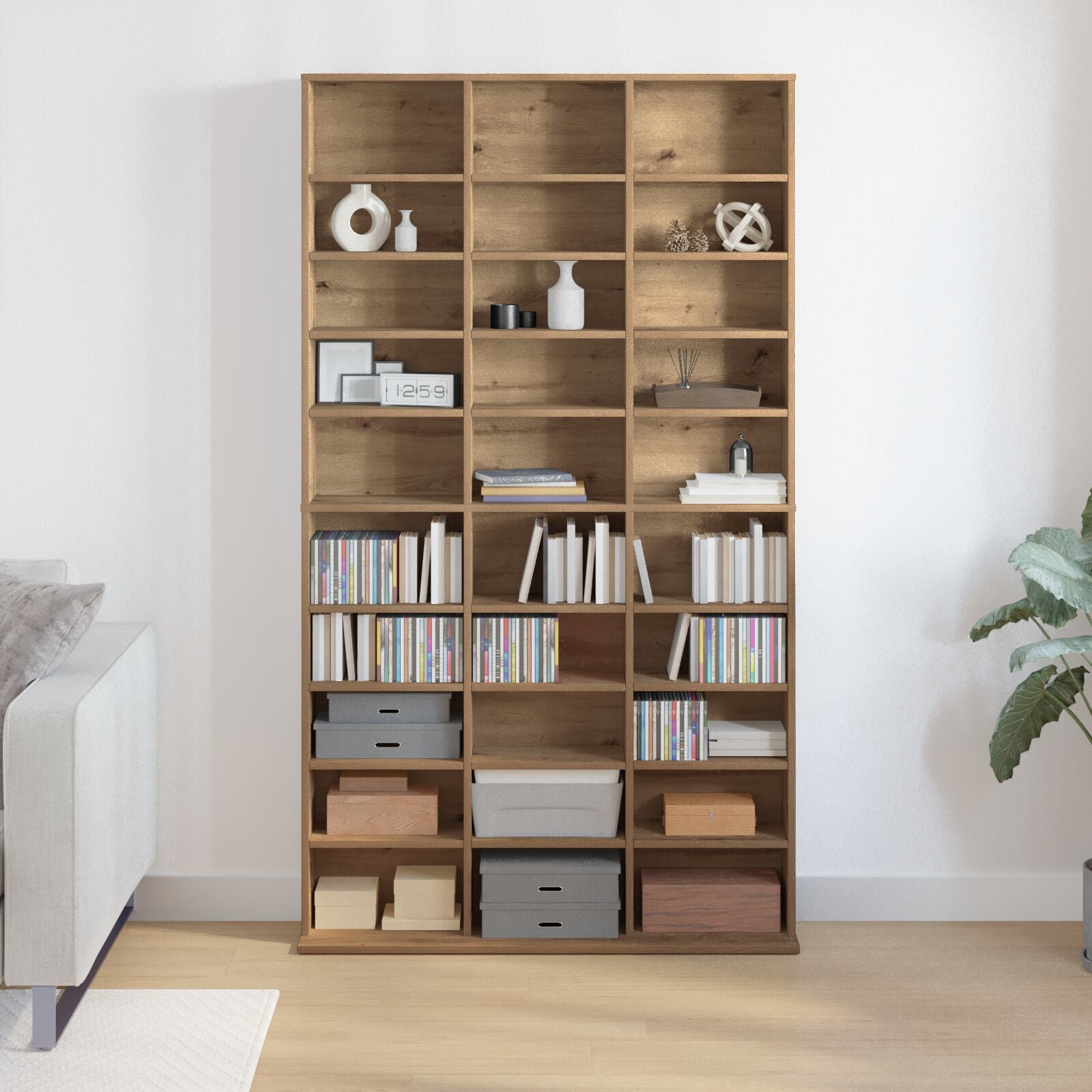 CD skap i Artisan Eik - 101x23x177.5 cm laget av konstruert tre