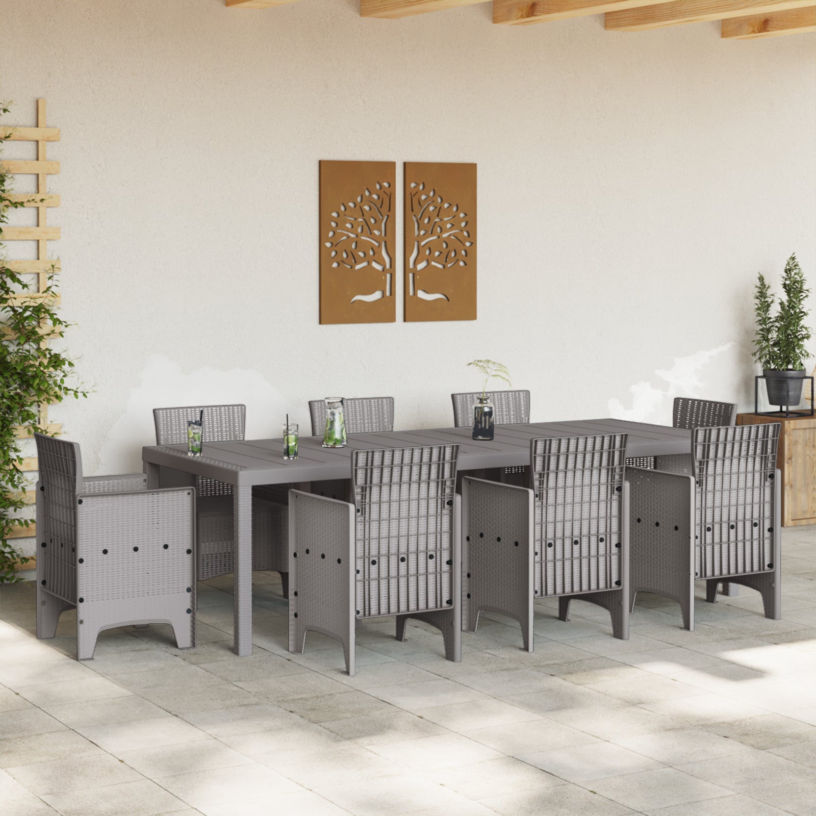Hagebord Lysegrå 250x100x73 cm Poly Rattan, vidaXL Hagebord Lysegrå 100x100x73 cm Poly Rattan, vidaXL Hagebord Lysegrå 150x100x73 cm Poly Rattan