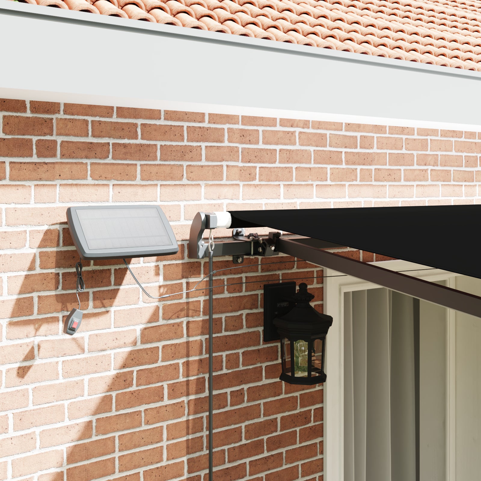 Manuell Uttrekkbar Markise med LED Svart 400x350 cm, vidaXL Markiseduk for 4x3.5 m RAMME Svart