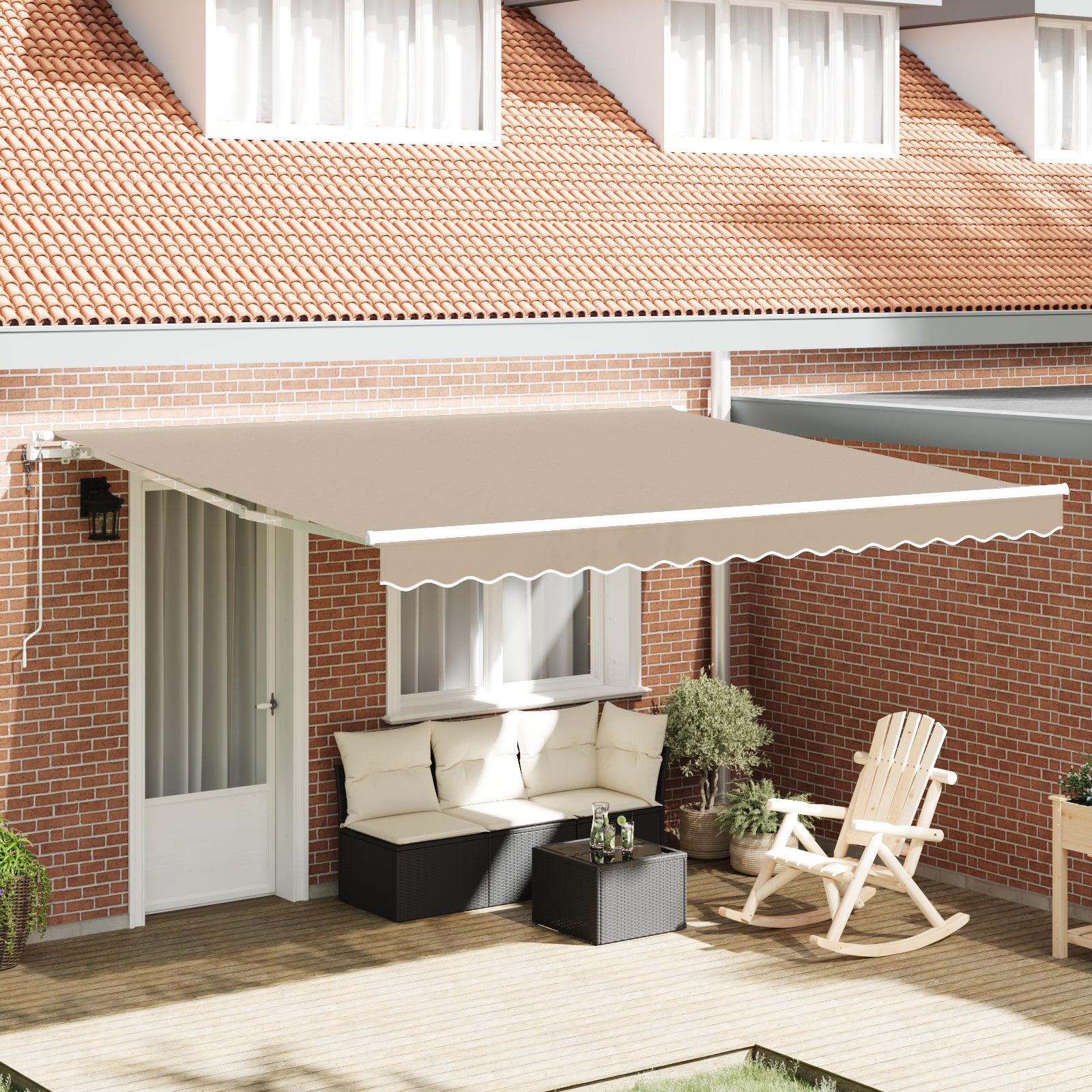Automatisk Uttrekkbar Markise Beige 400x300 cm, vidaXL Markise Erstatningsstoff for 4x3 m Ramme Beige