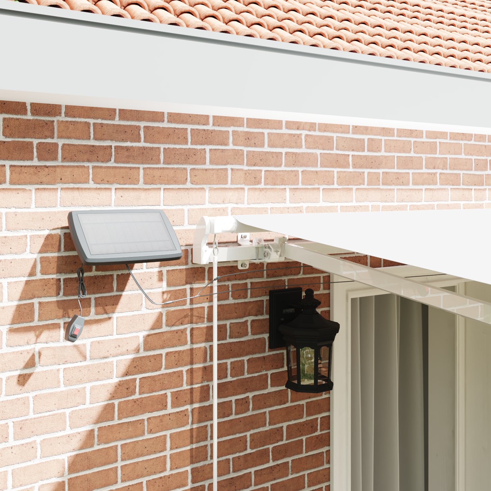 Manuell Uttrekkbar Markise med LED Hvit 400x300 cm, vidaXL Markise Erstatningsstoff for 4x3 m Ramme Hvit