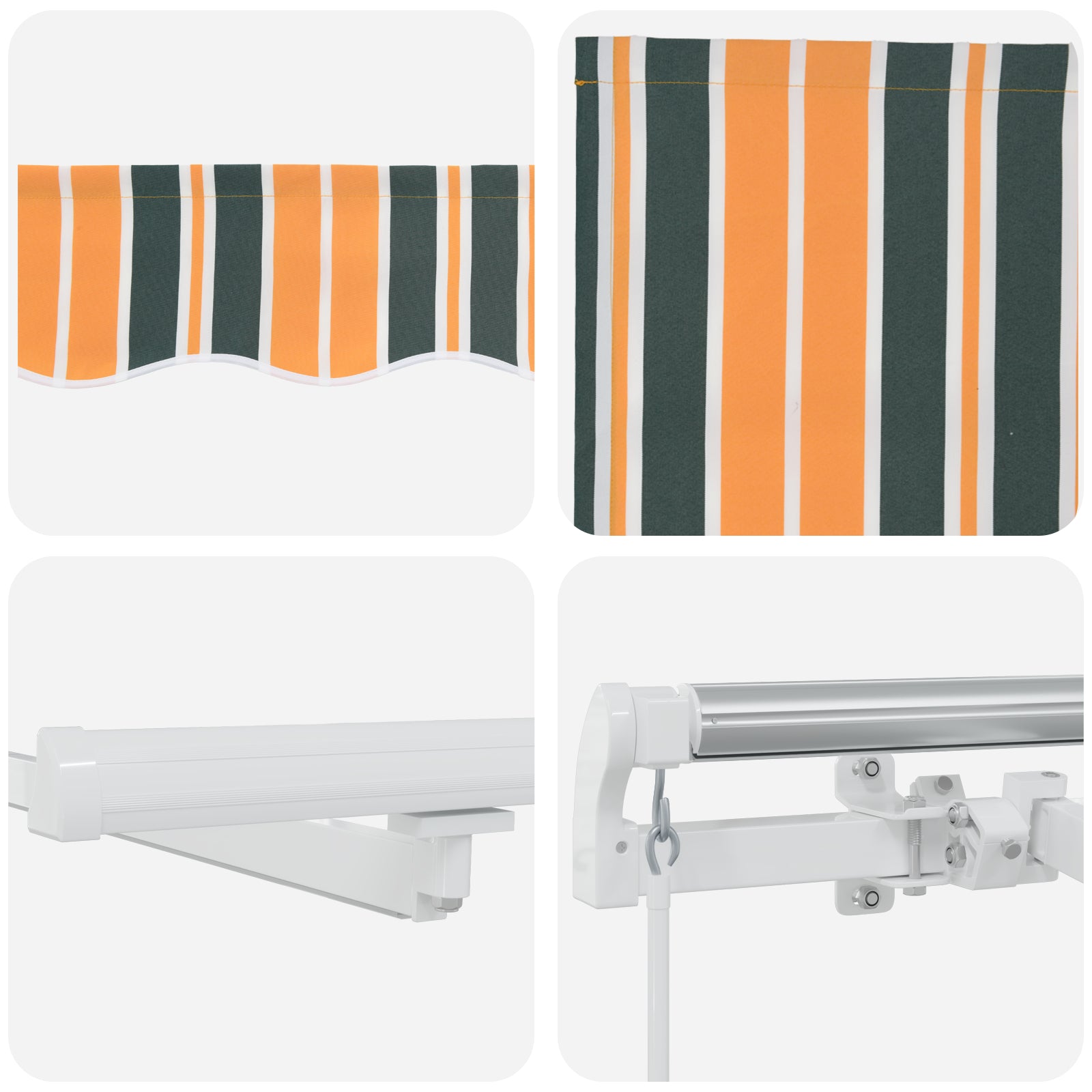 Manuell Uttrekkbar Markise med LED Grønn og Gul 300x250 cm, vidaXL Markise Erstatningsstoff for 3x2.5 m Ramme Grønn og Gul