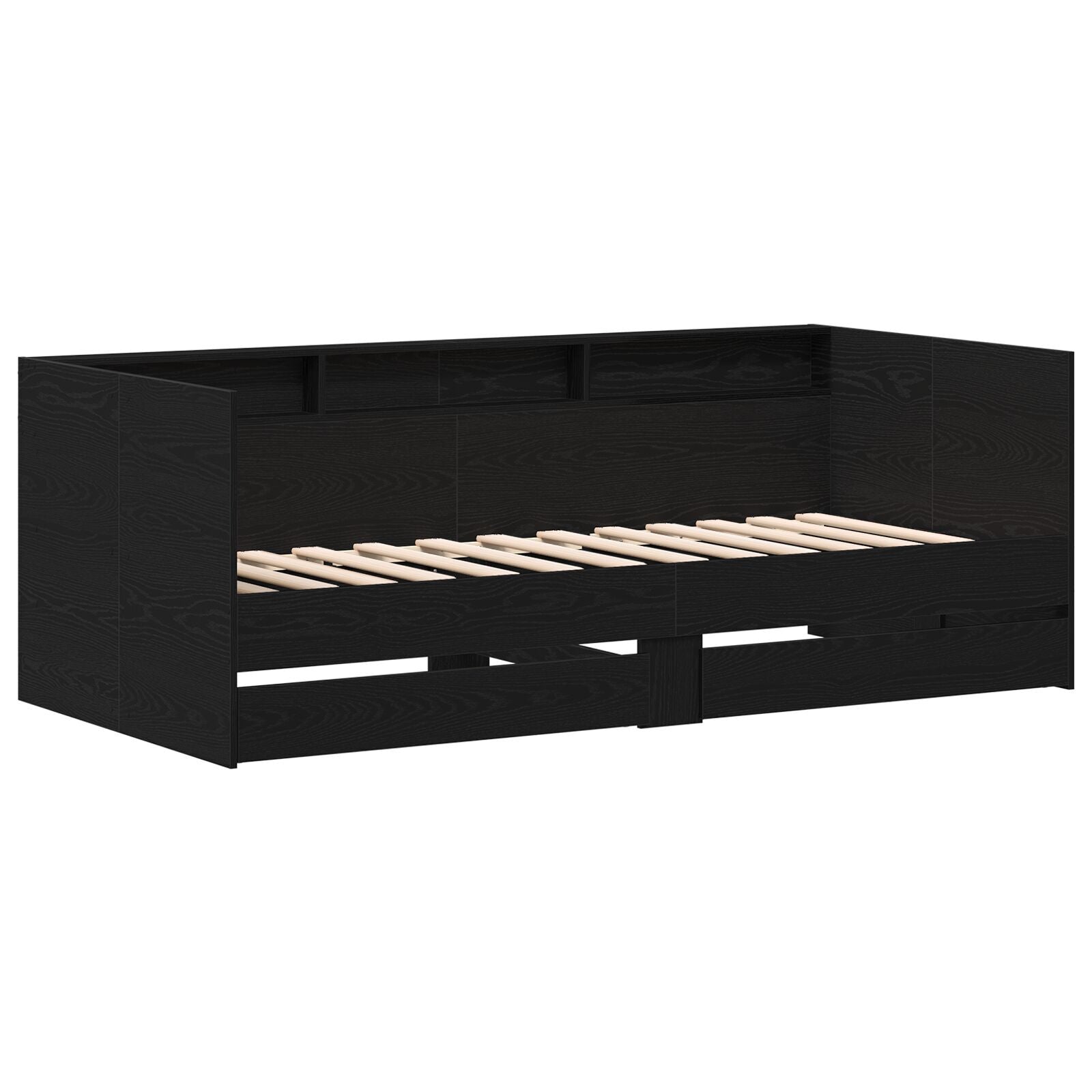 Svart sovesofa med skuffer Svart eik Konstruert tre 75 x 190 cm