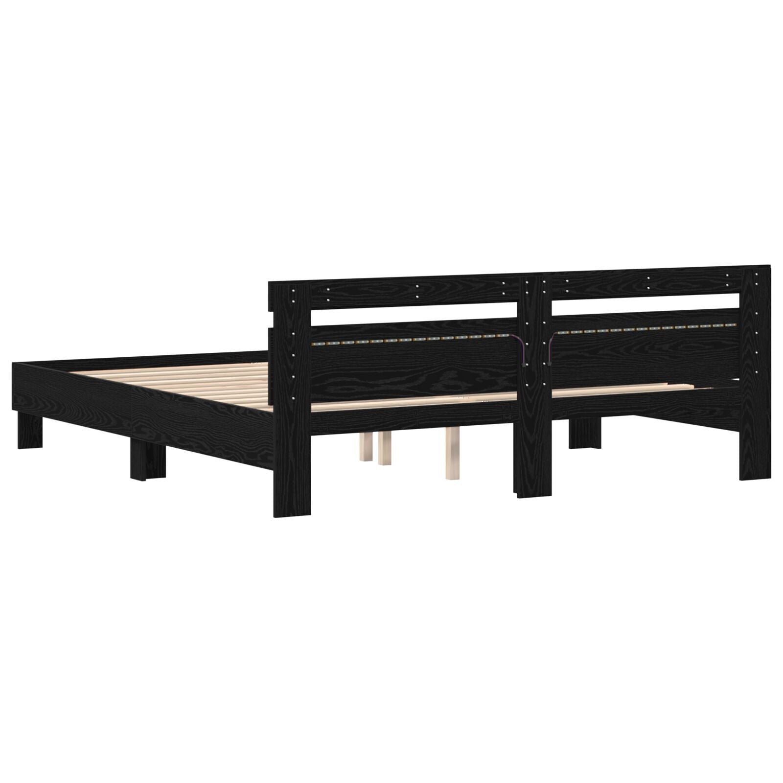 Eik Sengeramme Svart Eik Massivt Eiketre 180 x 200 cm Solid