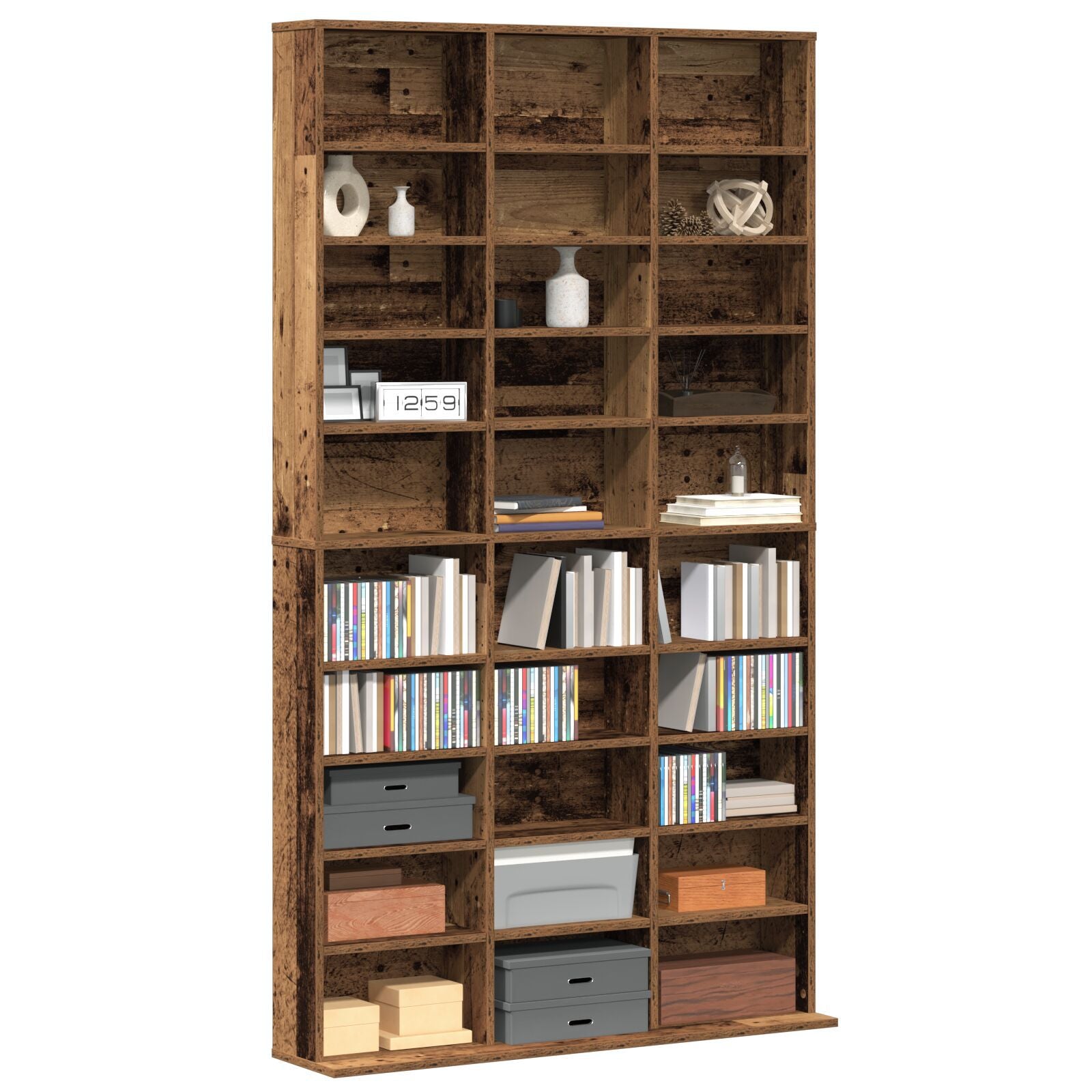 CD-skap - Gammelt Tre - 101x23x177,5 cm - Konstruert Tre