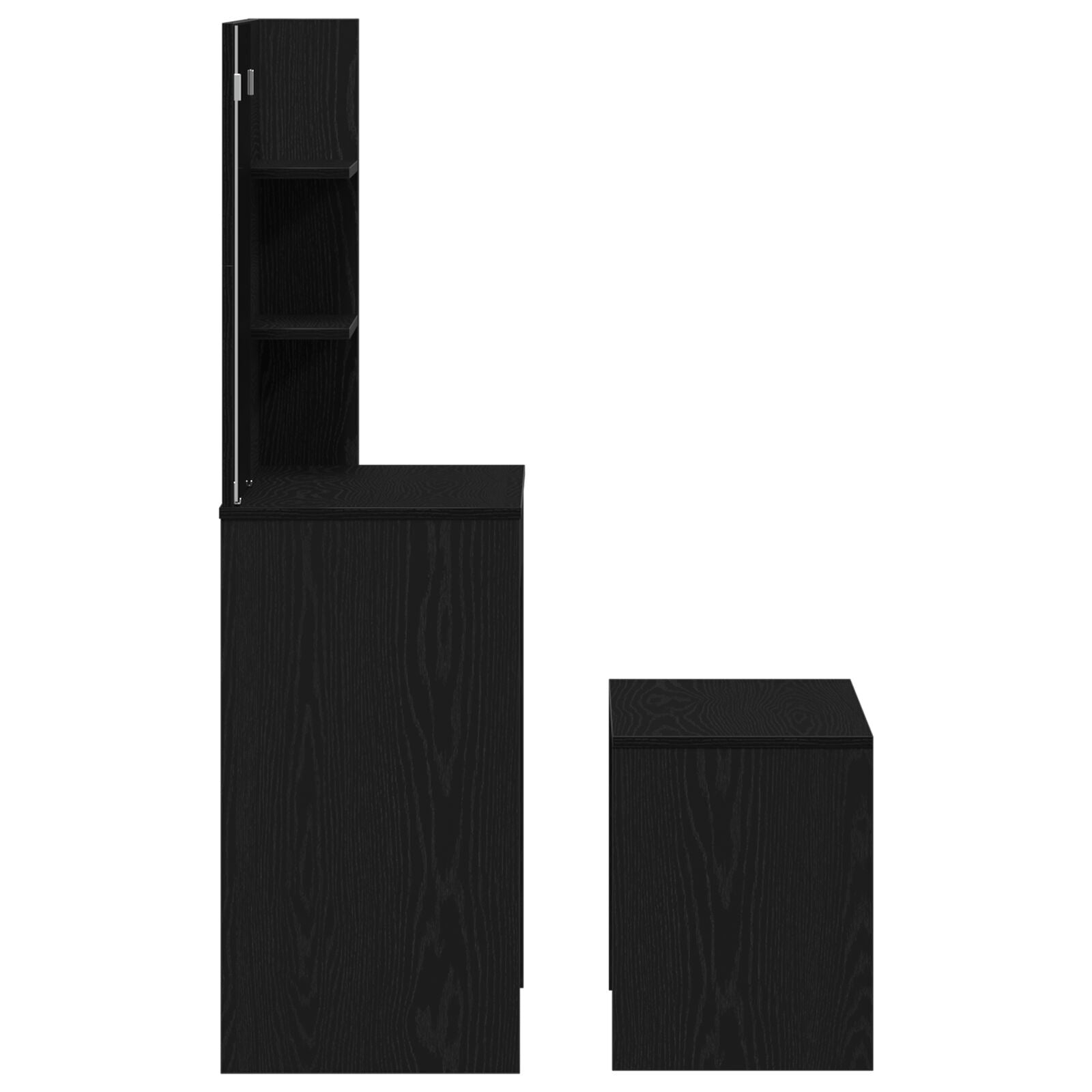 Sminkebordsett Svart Eik Ingeniørtre, vidaXL Svart Eik Sminkebord med speil - 74.5 x 40 x 141 cm, vidaXL Sminkebenk Svart Eik 70x35x45 cm Ingeniørtre