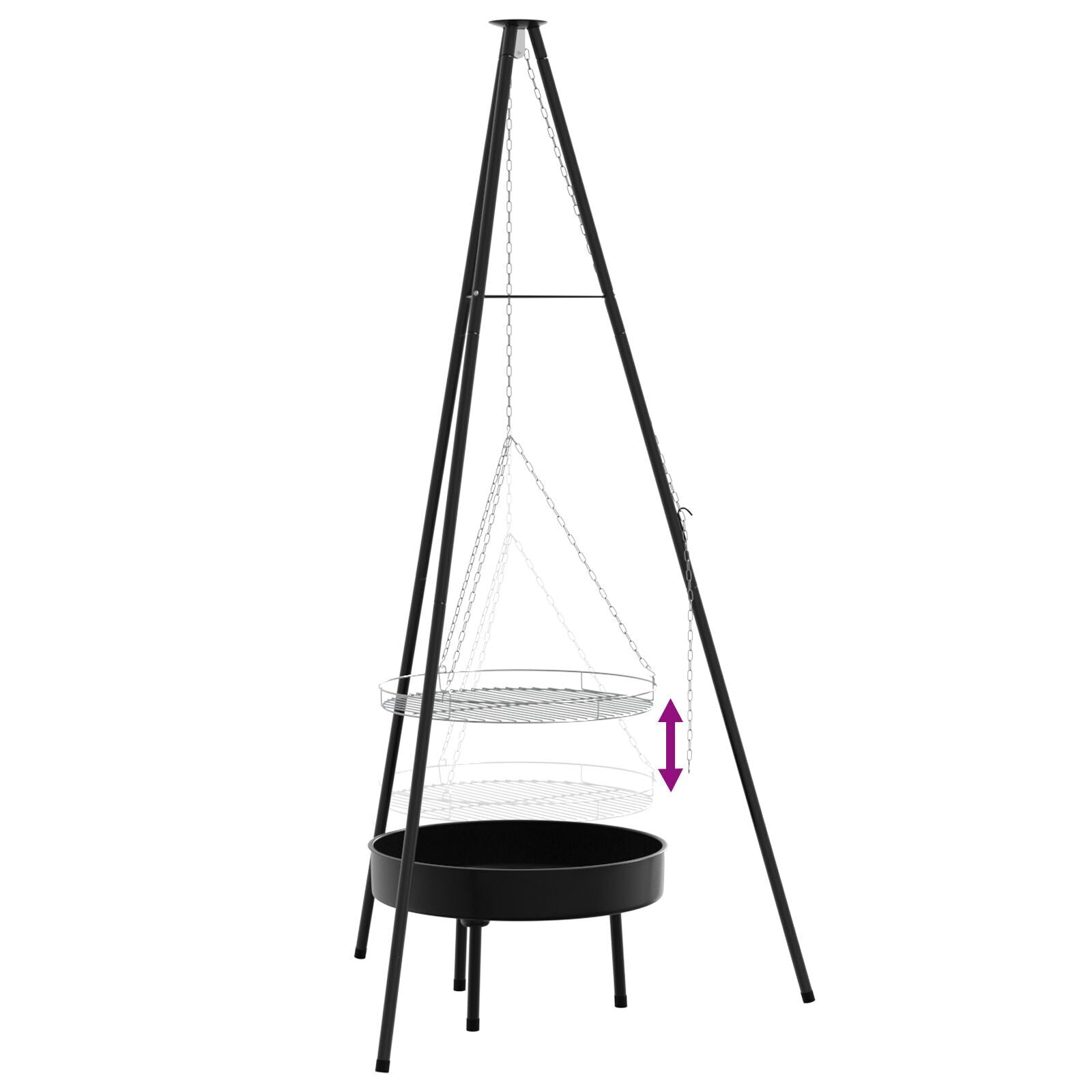 Campfire Cooking Tripod med Grillrist og Brennereng 170 cm