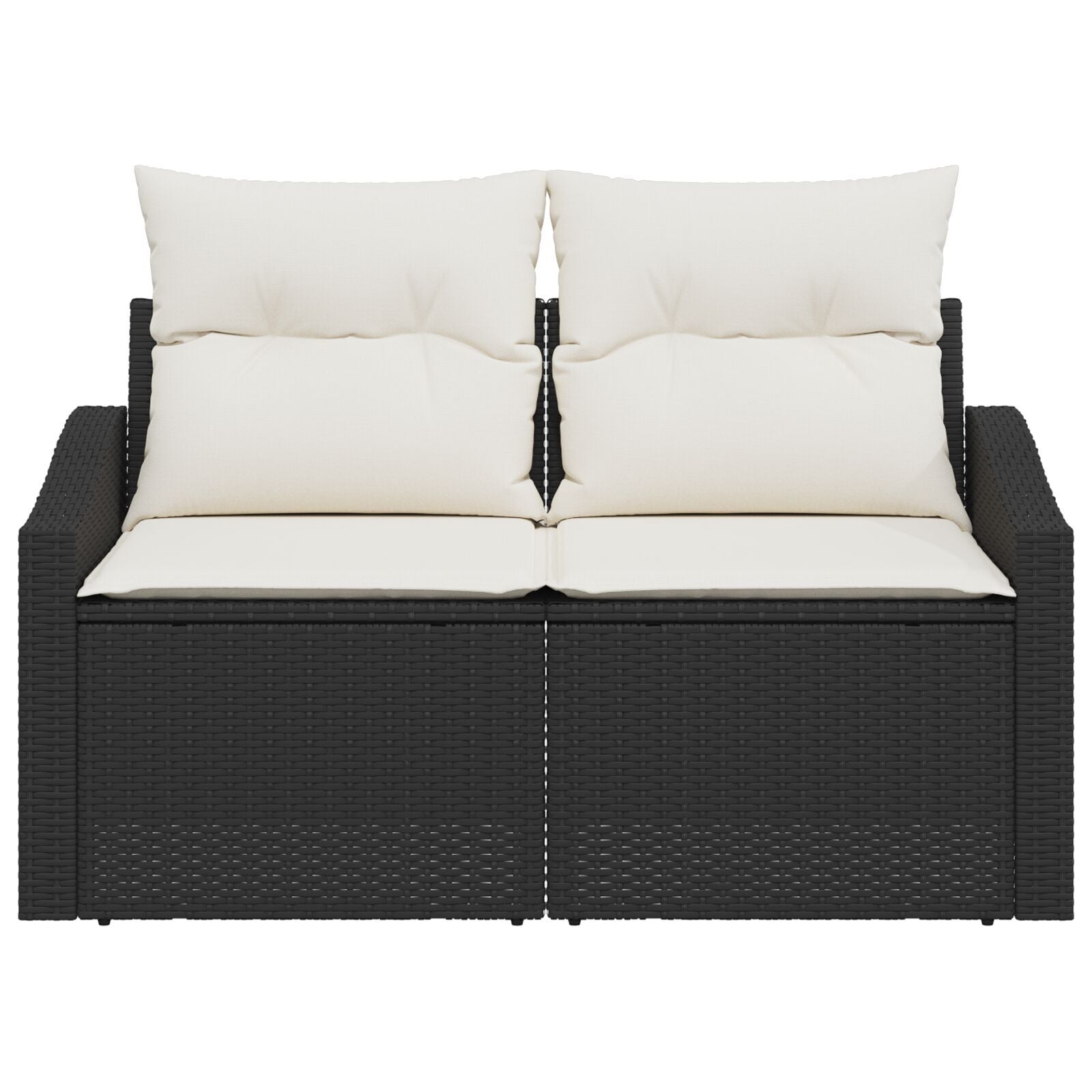 2-seters hagesofa med puter svart polyrotting