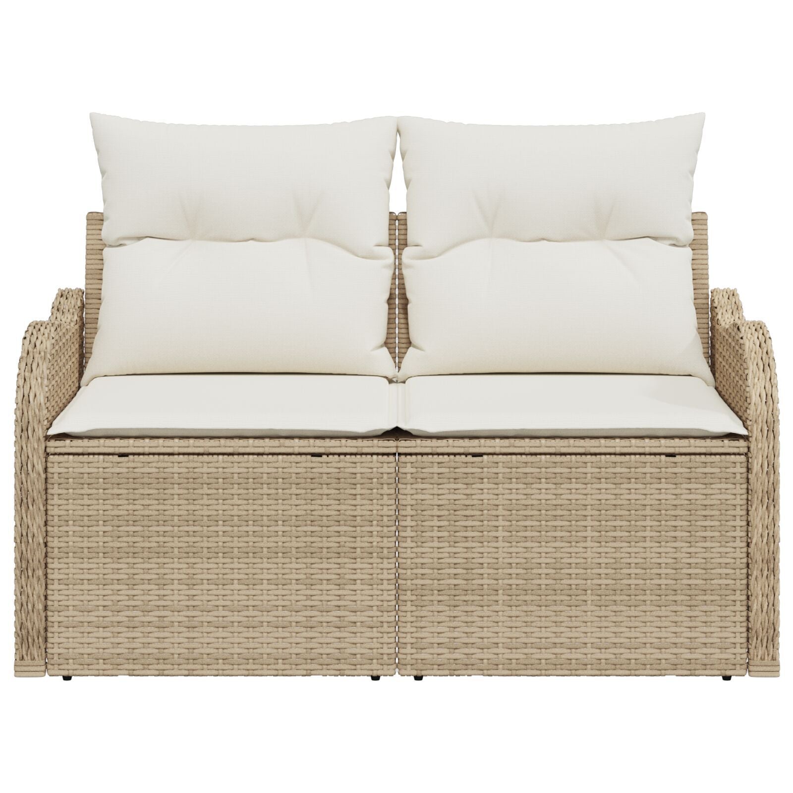 2-seters hagesofa med puter beige polyrotting