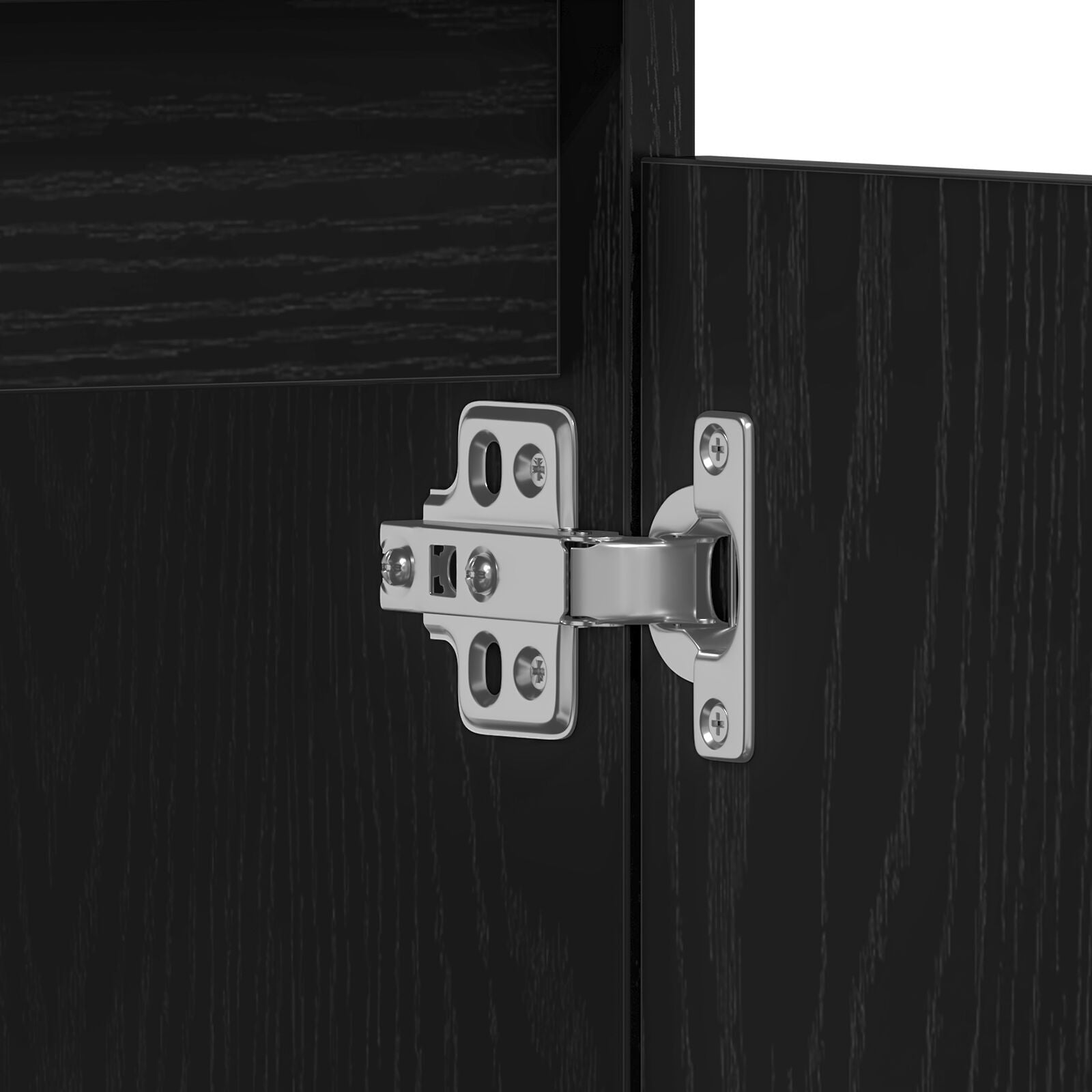 3-delt baderomsmøbelsett i sort eikekonstruert tre
