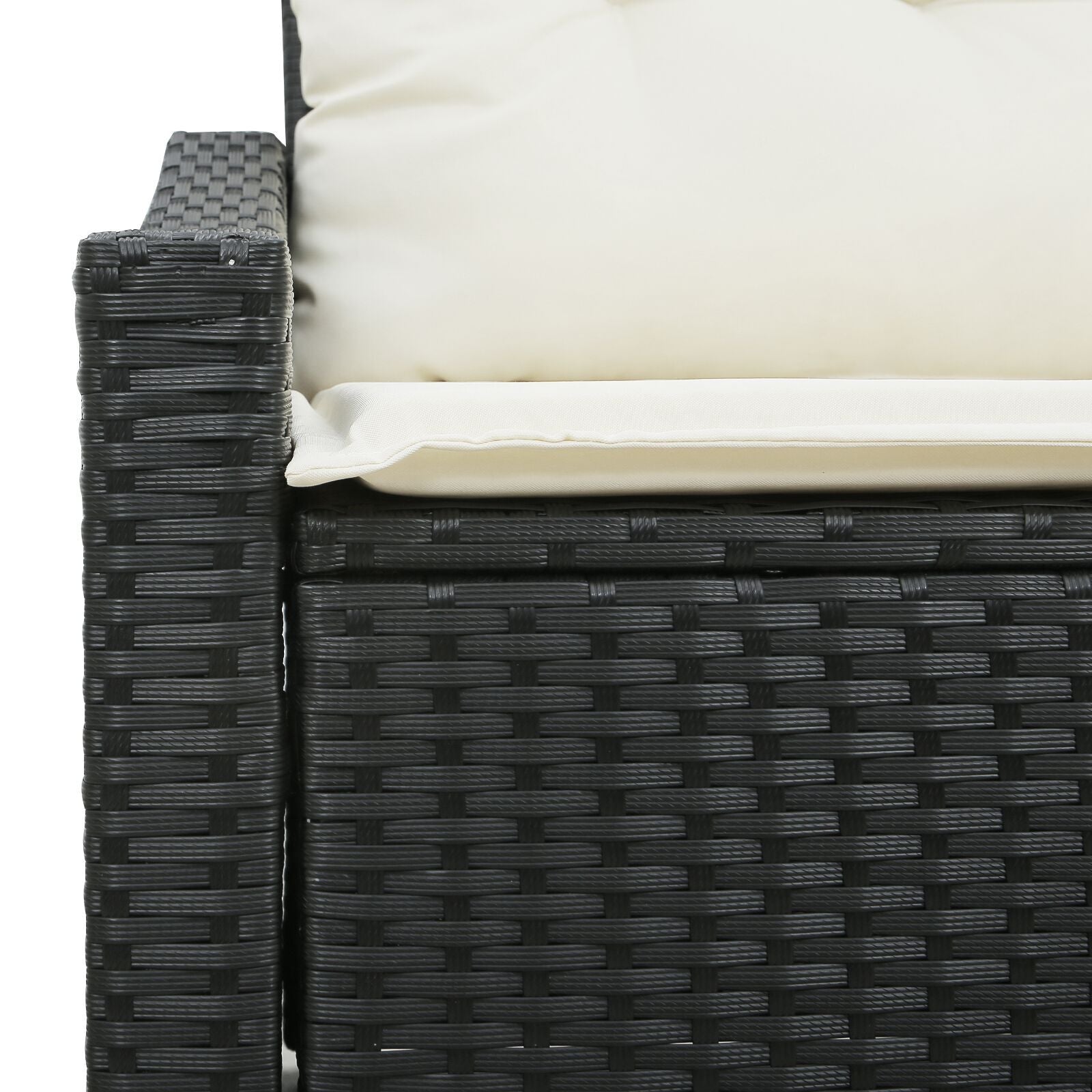 2-seters hagesofa med puter svart polyrotting