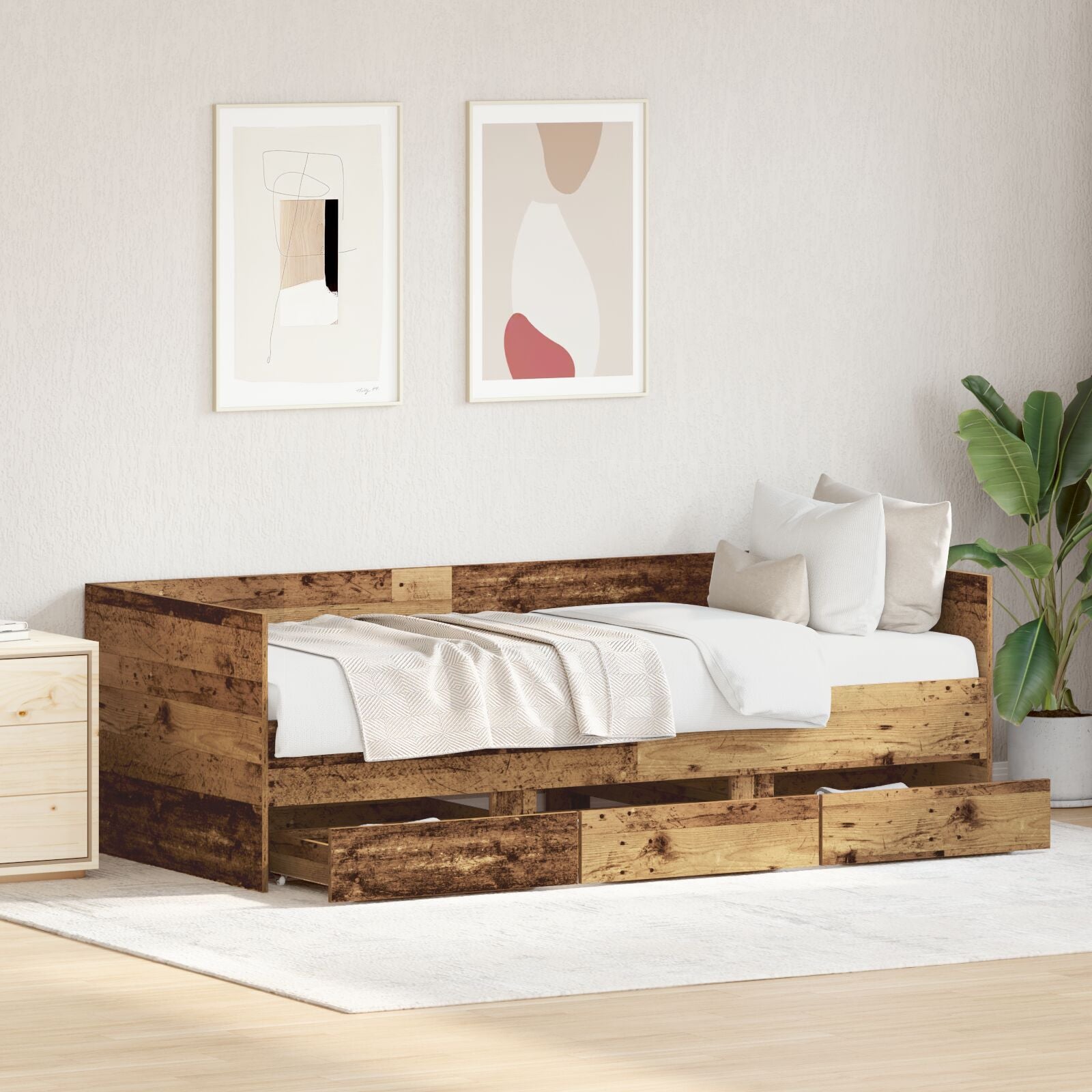 Dagbed Gammelt tre Konstruert tre 90 x 190 cm Solid Dagbed