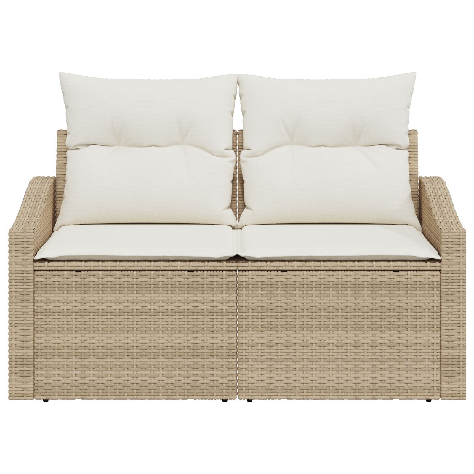 2-seters Hagemøbelsofa med Puter Beige Poly Rattan