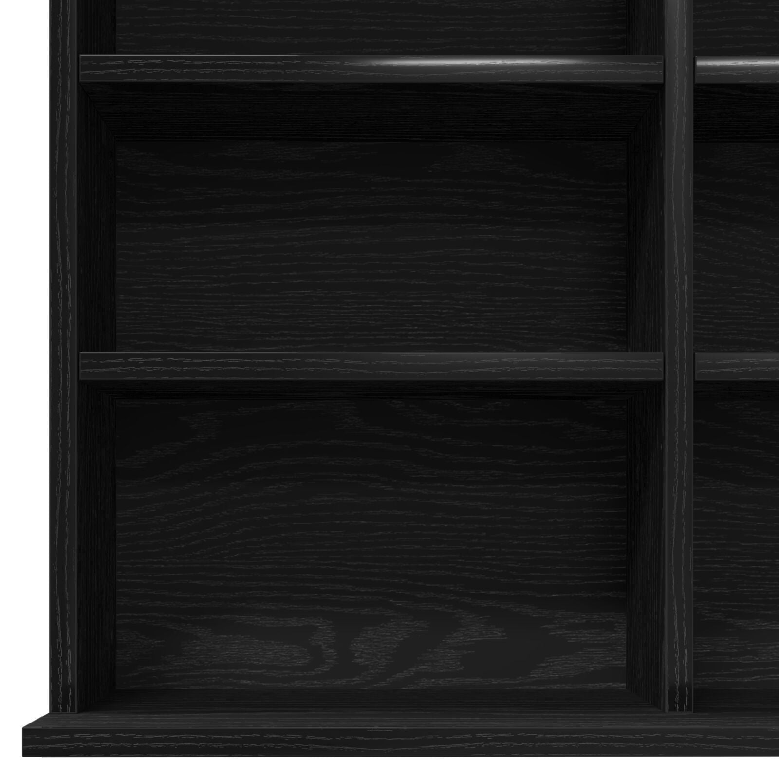 CD-hylle i svart eik 101x23x177,5 cm laget av konstruert tre