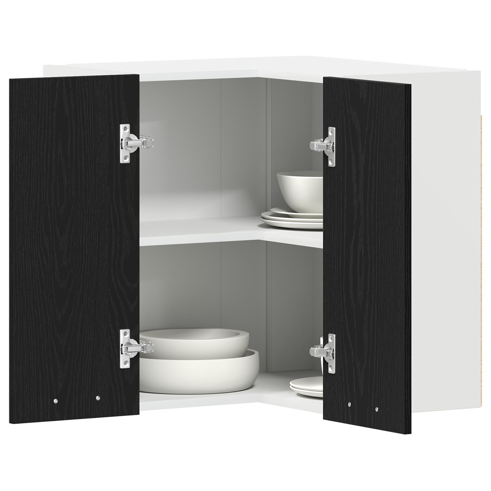 Hjørneskap - Svart Eik - 57x57x60 cm - Laget av Konstruert Tre