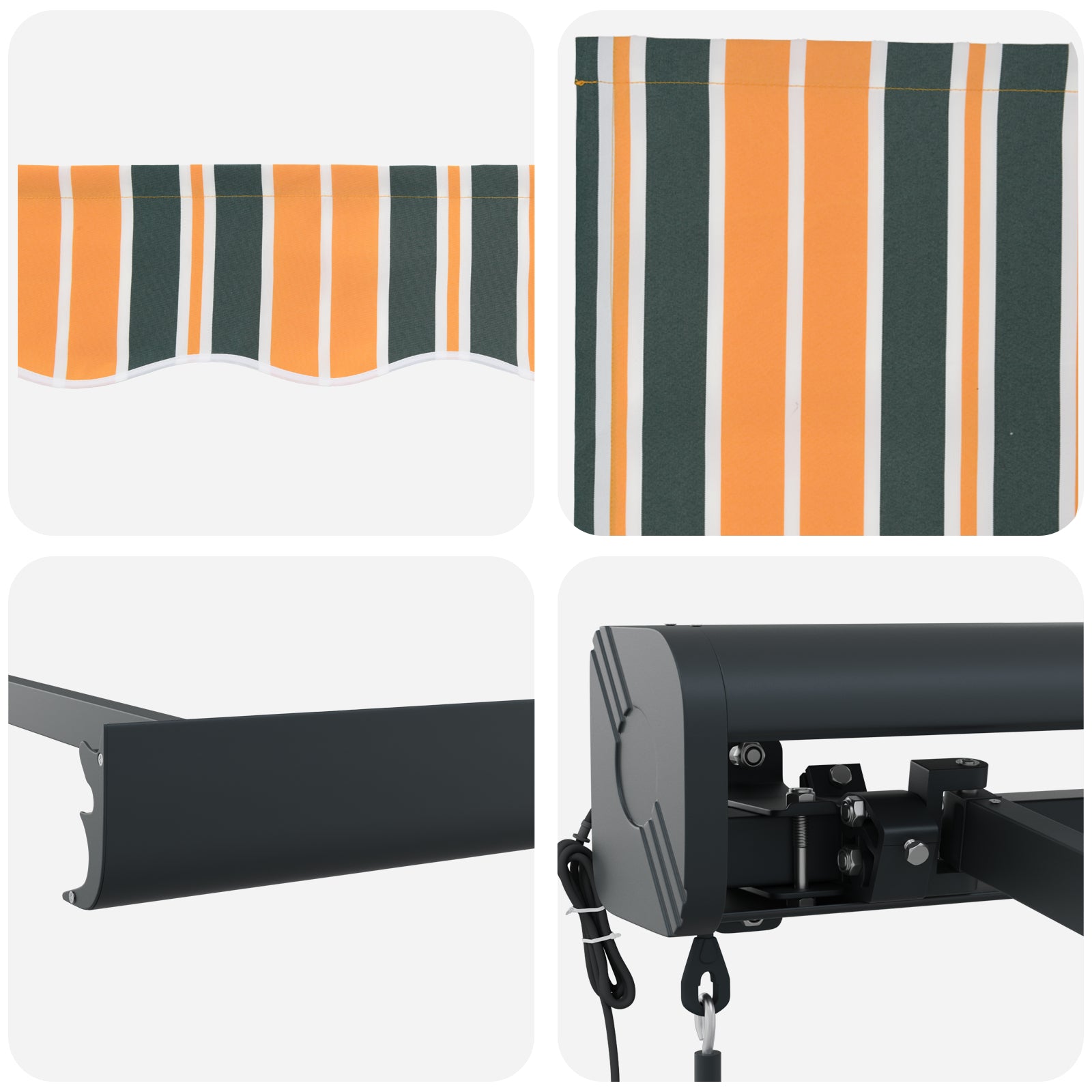 Automatisk Uttrekkbar Markise Grønn og Gul 350x250 cm, vidaXL Markise Erstatningsstoff for 3.5x2.5 m Ramme Grønn og Gul