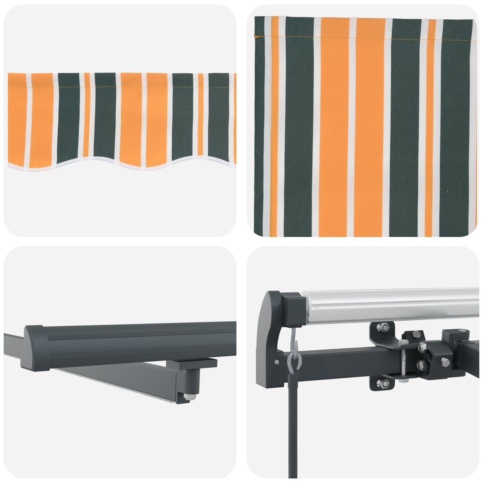 Manuell uttrekkbar markise med LED Grønn og Gul 350x250 cm, vidaXL Markiserstatningsstoff for 3.5x2.5 m ramme Grønn og Gul