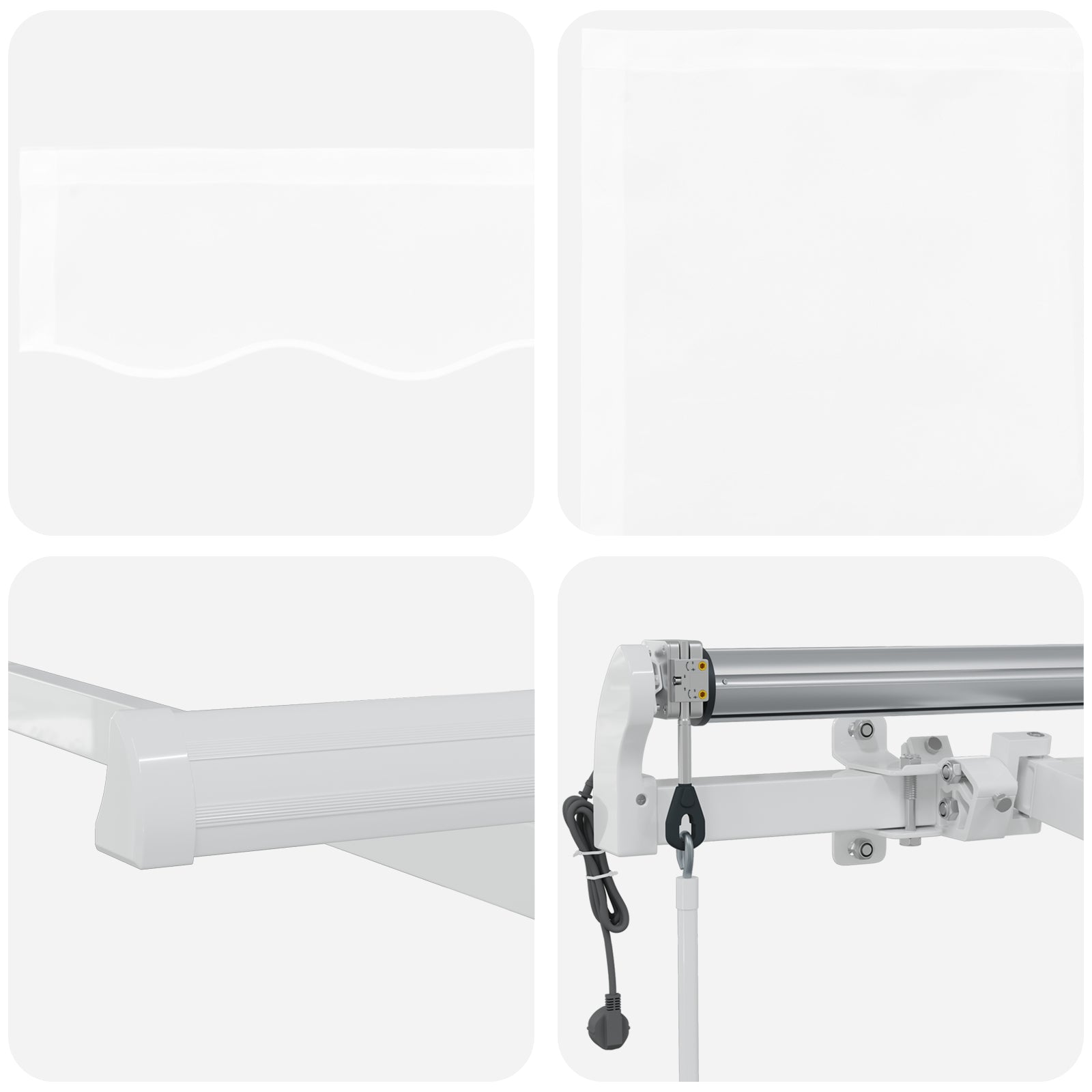 Automatisk uttrekkbar markise Hvit 450x300 cm, vidaXL Markise erstatningsstoff for 4.5x3 m ramme Hvit