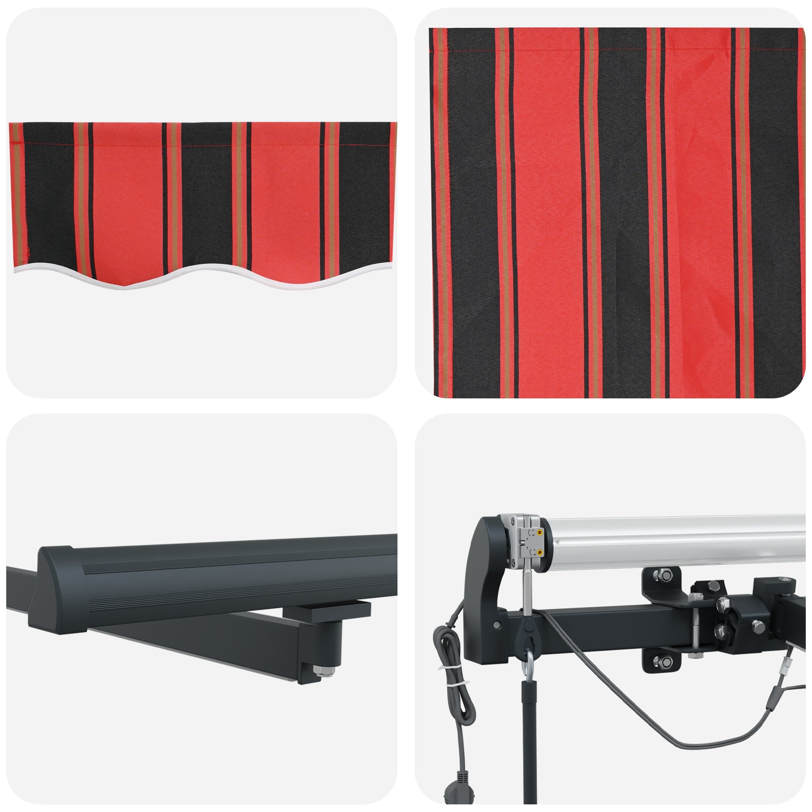 Automatisk uttrekkbar markise med LED i oransje og brun, 500x300 cm