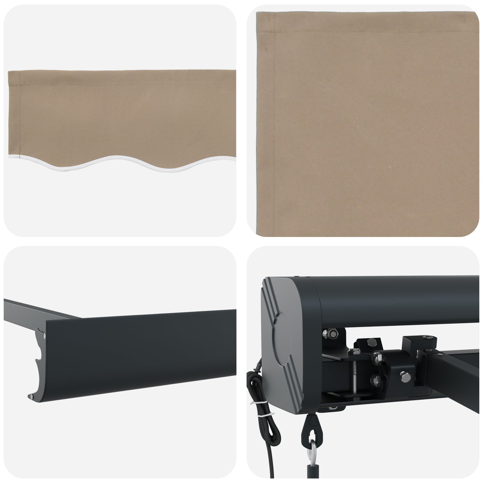 Automatisk Uttrekkbar Markise Beige 400x300 cm, vidaXL Markise Erstatningsstoff for 4x3 m ramme Beige