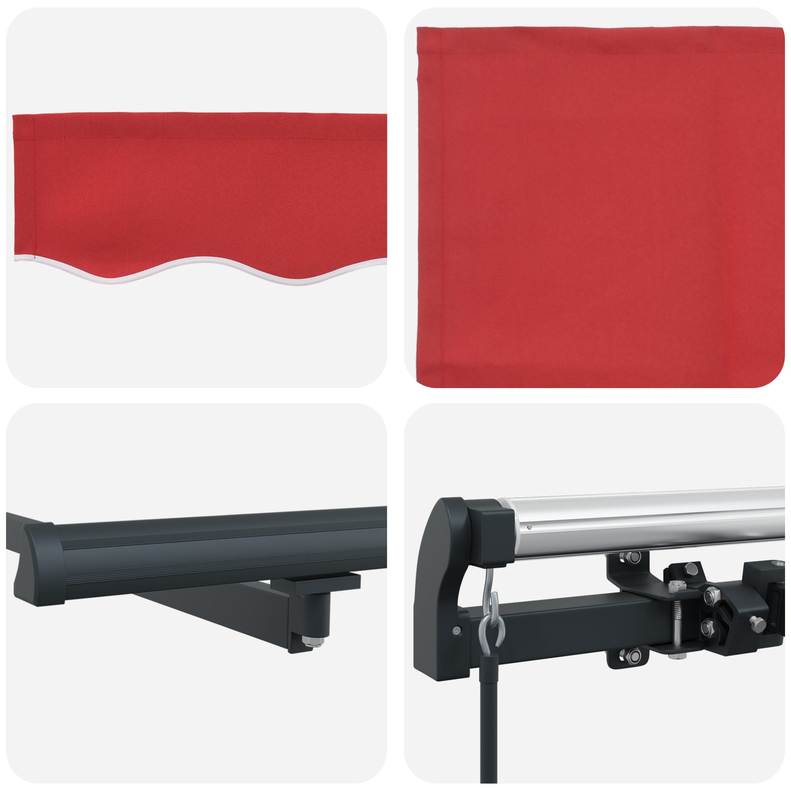 Manuell Uttrekkbar Markise Rød 400x300 cm, vidaXL Markise Erstatningsstoff for 4x3 m Ramme Rød