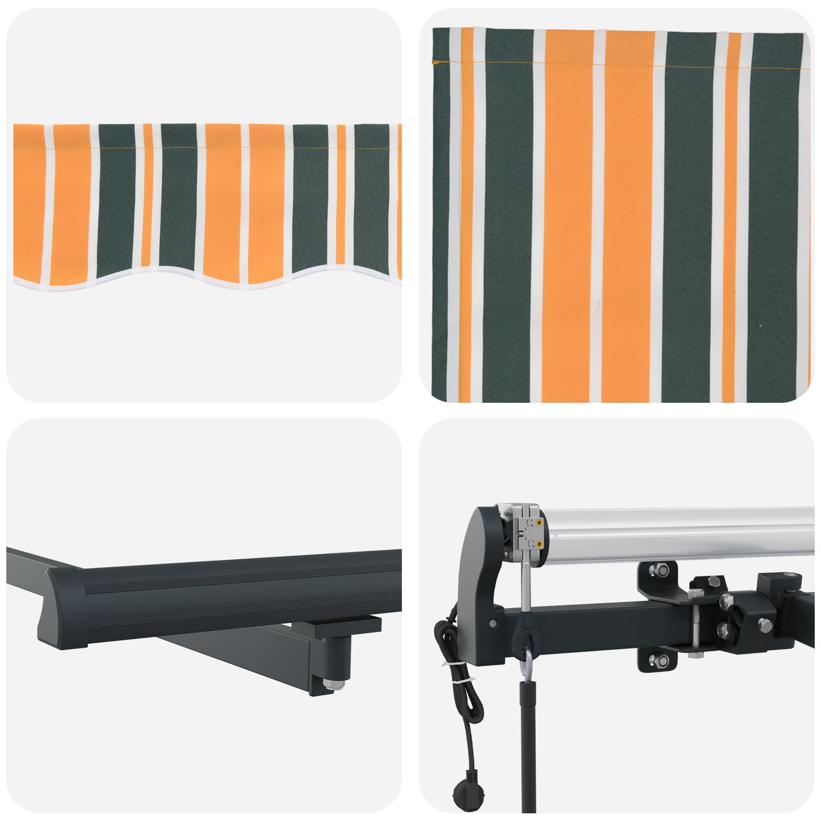 Automatisk Uttrekkbar Markise Grønn og Gul 350x250 cm, vidaXL Markise Erstatningsstoff for 3.5x2.5 m Ramme Grønn og Gul