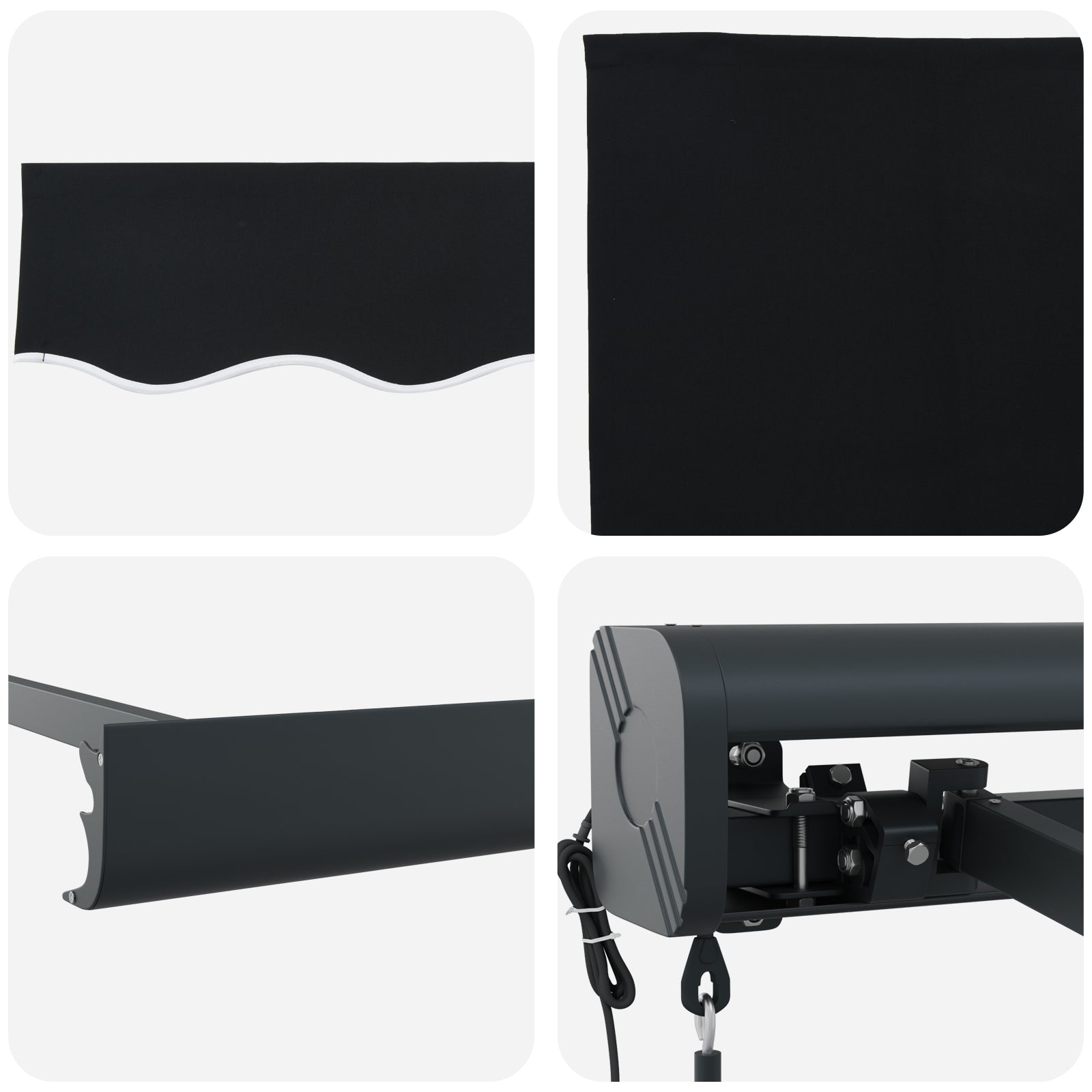 Automatisk Uttrekkbar Markise Svart 350x250 cm, vidaXL Markise Erstatningsstoff for 3,5x2,5 m Ramme Svart