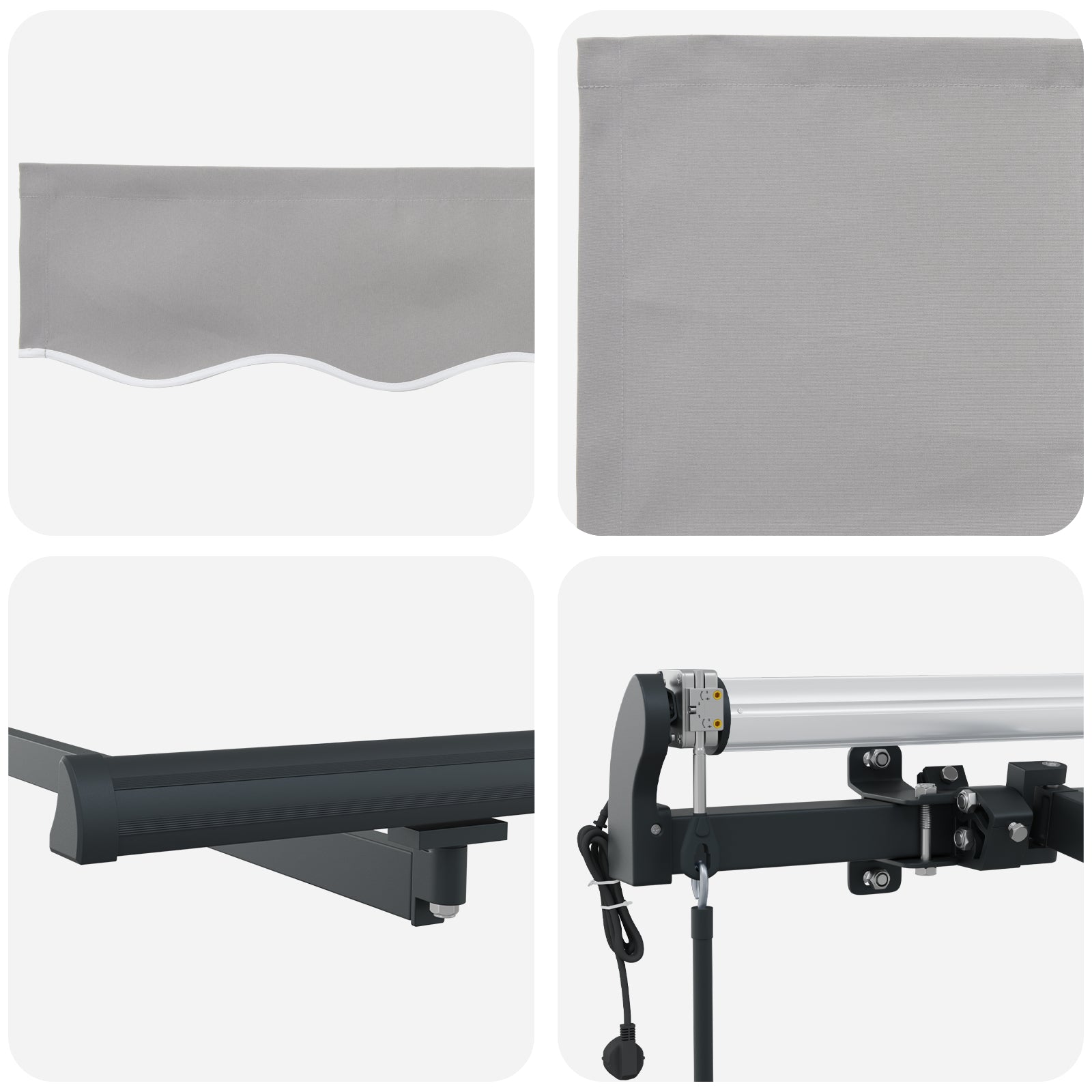 Automatisk Uttrekkbar Markise Lysegrå 300x250 cm, vidaXL Markiseduk for 3x2.5 m Ramme Lysegrå