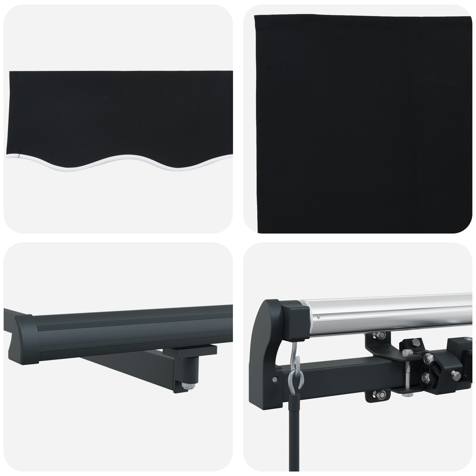 Manuell Uttrekkbar Markise Svart 400x300 cm, vidaXL Markise Erstatningsstoff for 4x3 m Ramme Svart