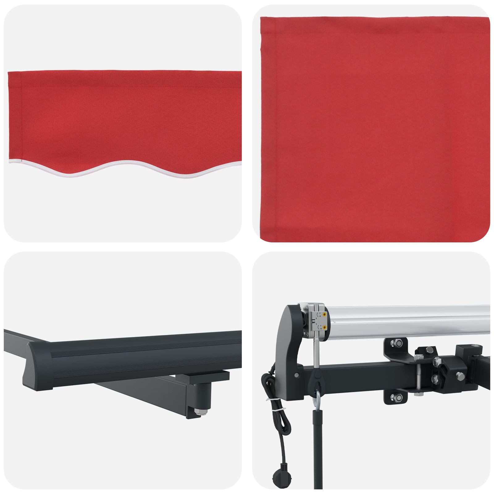 Automatisk uttrekkbar markise Rød 450x300 cm, vidaXL Markise Erstatningsstoff for 4,5x3 m Ramme Rød